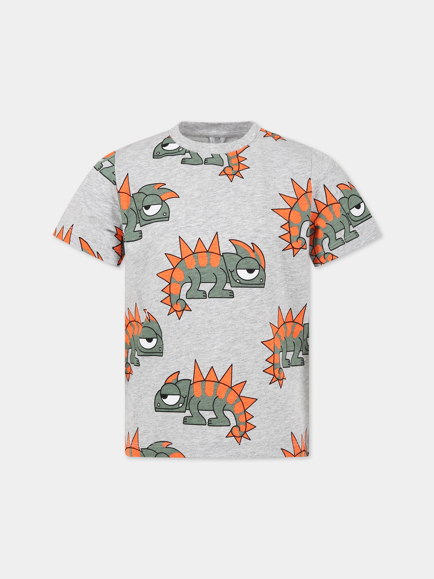 T-shirt grigia per bambino con geco,Stella Mccartney Kids,TS8R11 Z0953 904MC