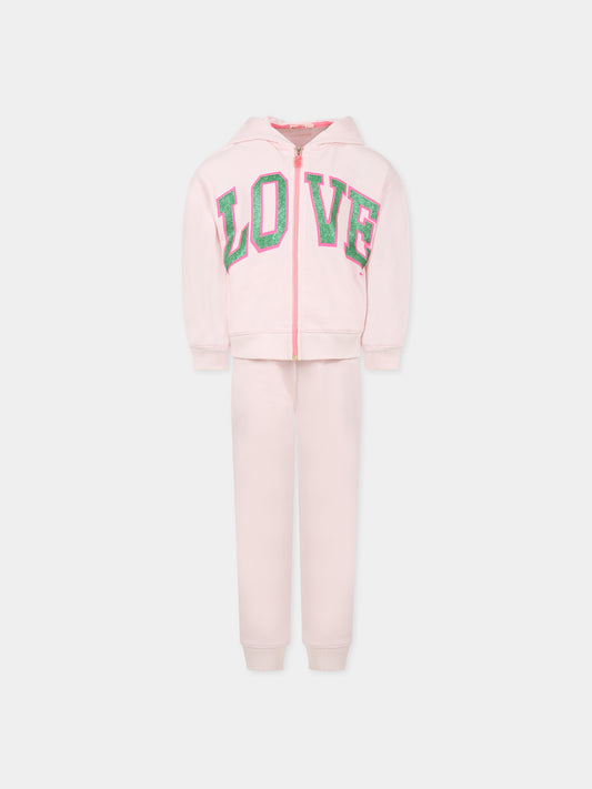 Completo rosa per bambina con scritta Love,Billieblush,U18139 45S