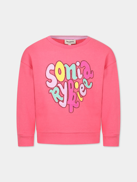 Felpa rosa per bambina con logo,Sonia Rykiel Paris,A15009 48K