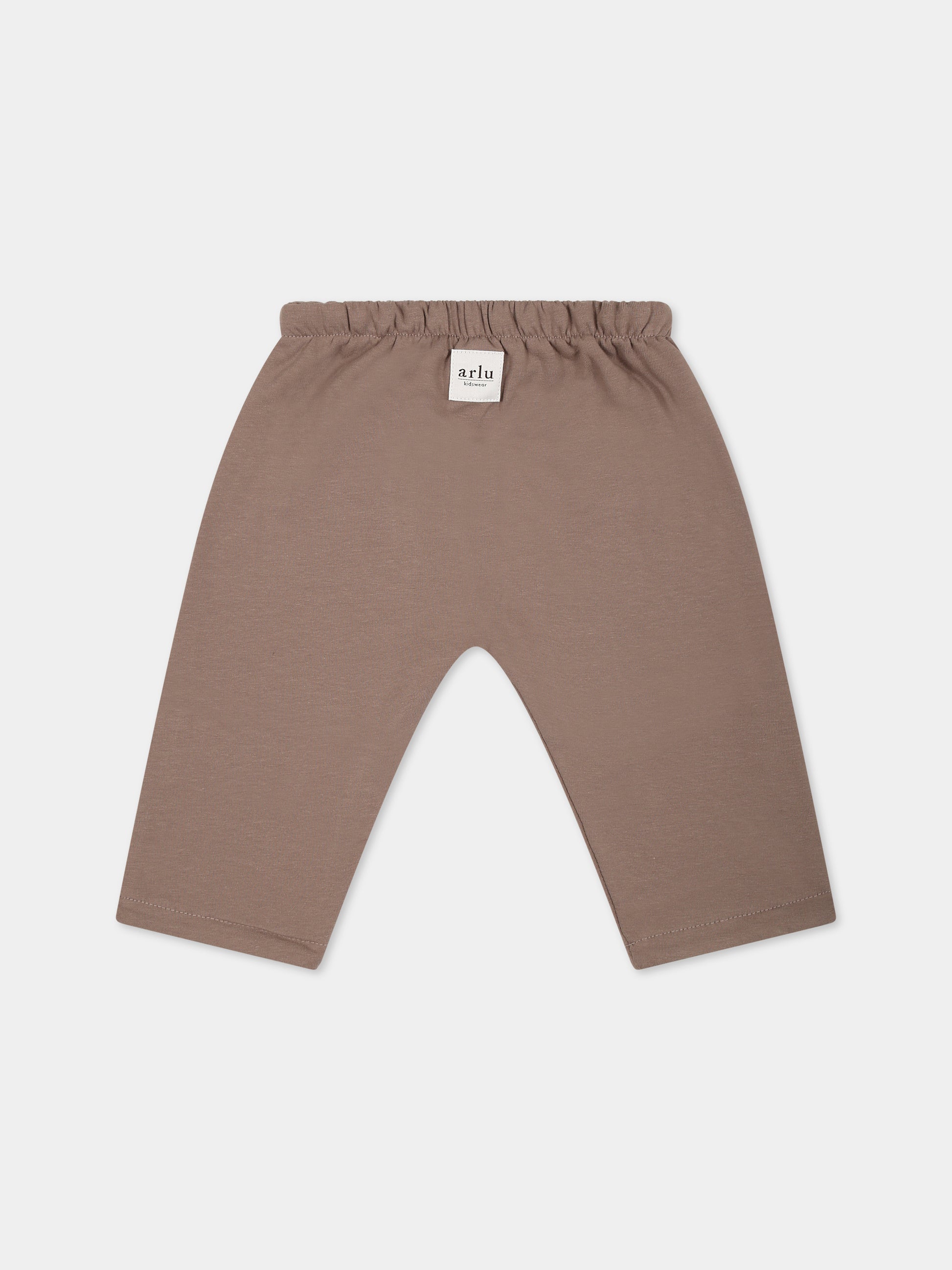 Pantaloni beige per neonati con logo,Arlu Kidswear,PANTALONE DOUBLE