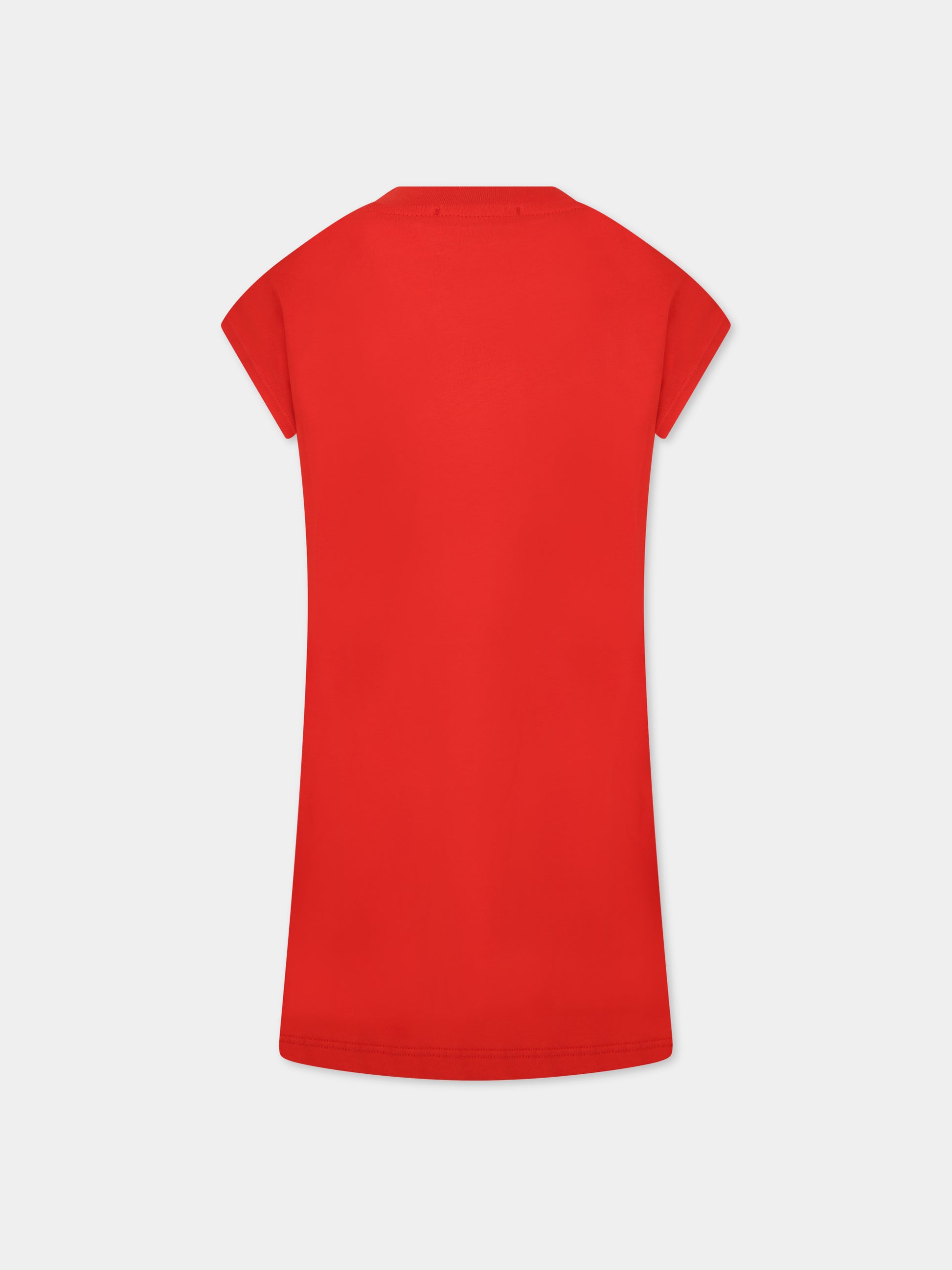 Vestito rosso per bambina con logo,Msgm Kids,MS029340 040