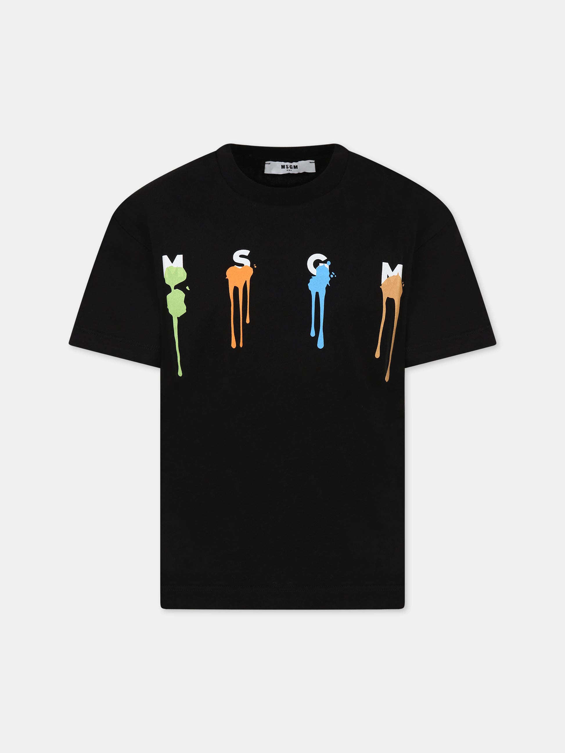 T-shirt nera per bambino con logo e stampa,Msgm Kids,MS029547 110