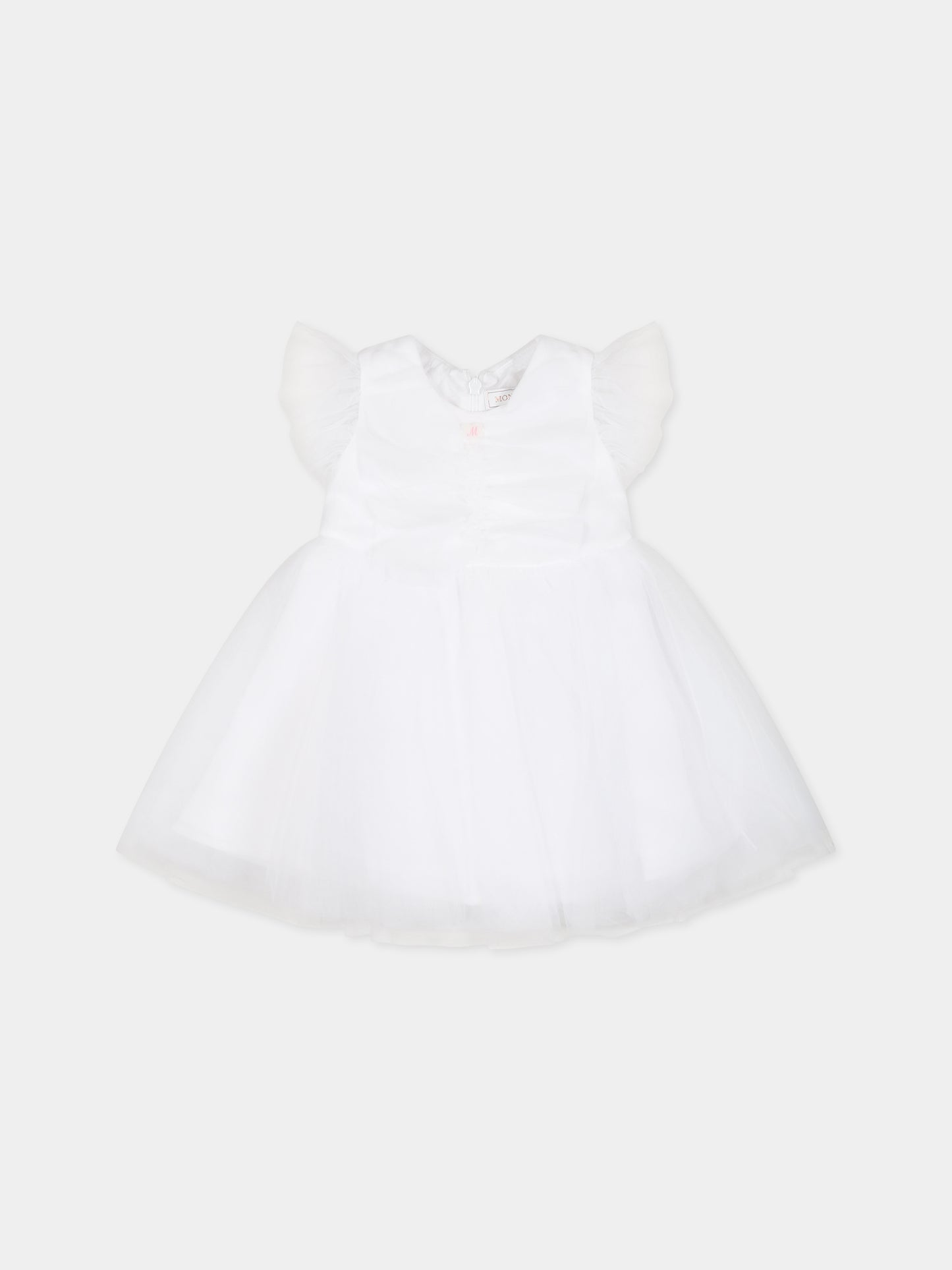 Vestito bianco per neonata con patch logato,Monnalisa,31A901 T9945 0099