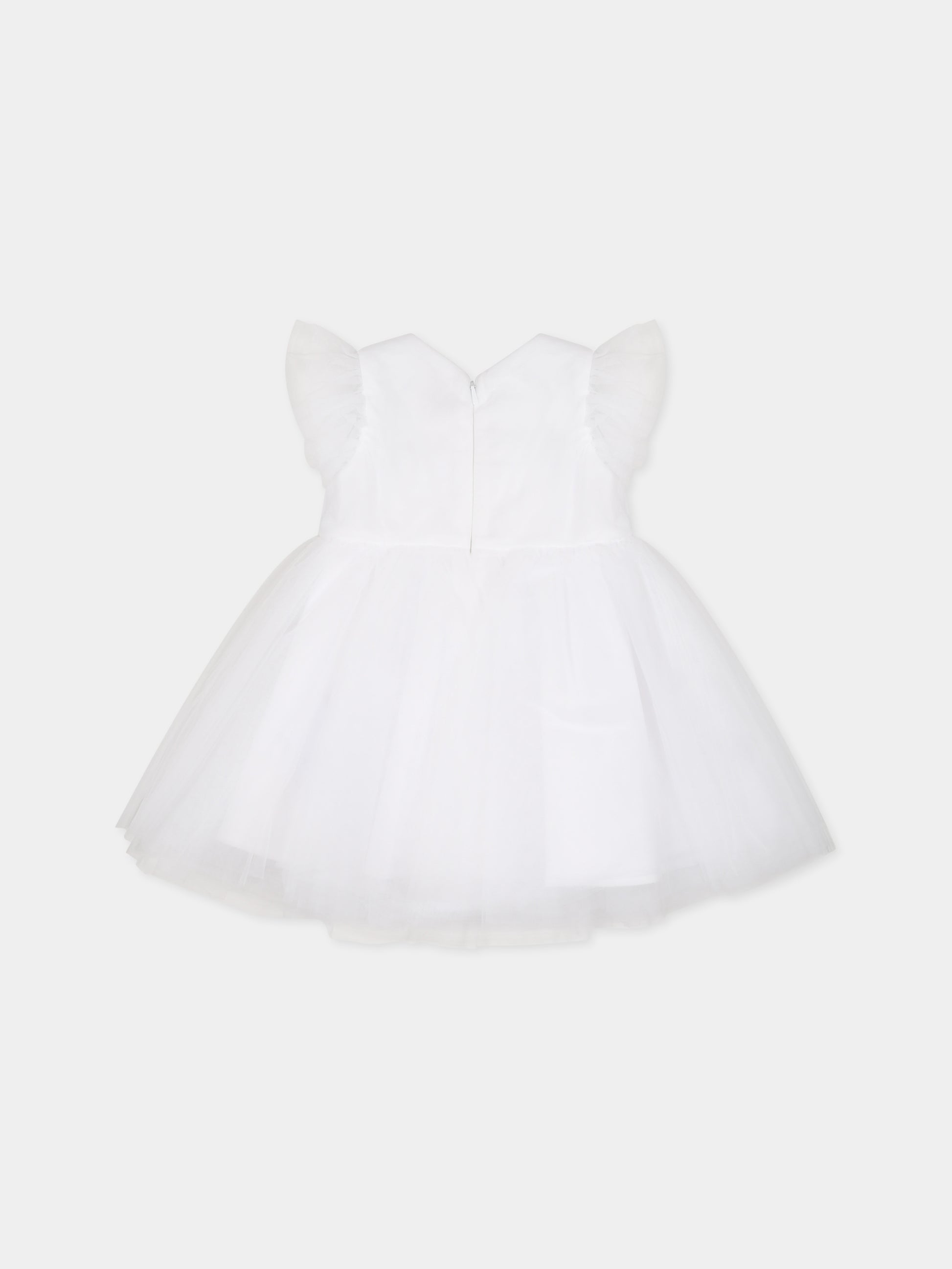 Vestito bianco per neonata con patch logato,Monnalisa,31A901 T9945 0099