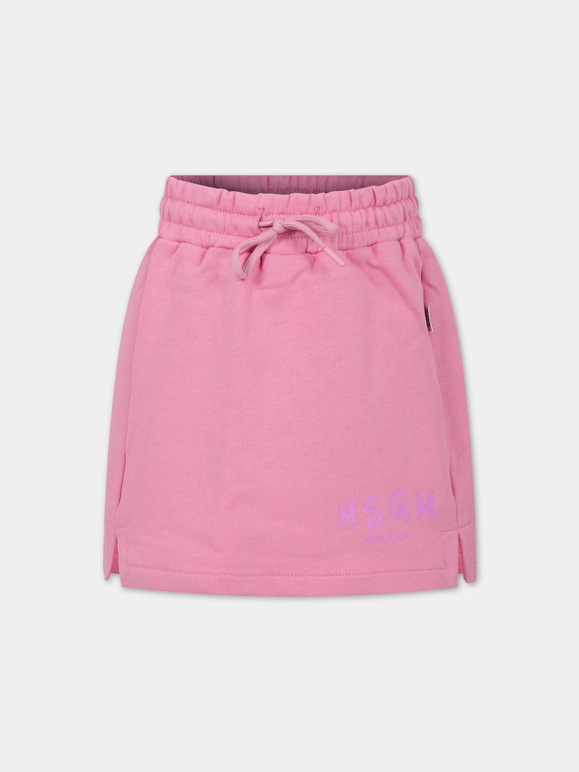 Gonna rosa per bambina con logo,Msgm Kids,MS029328 042
