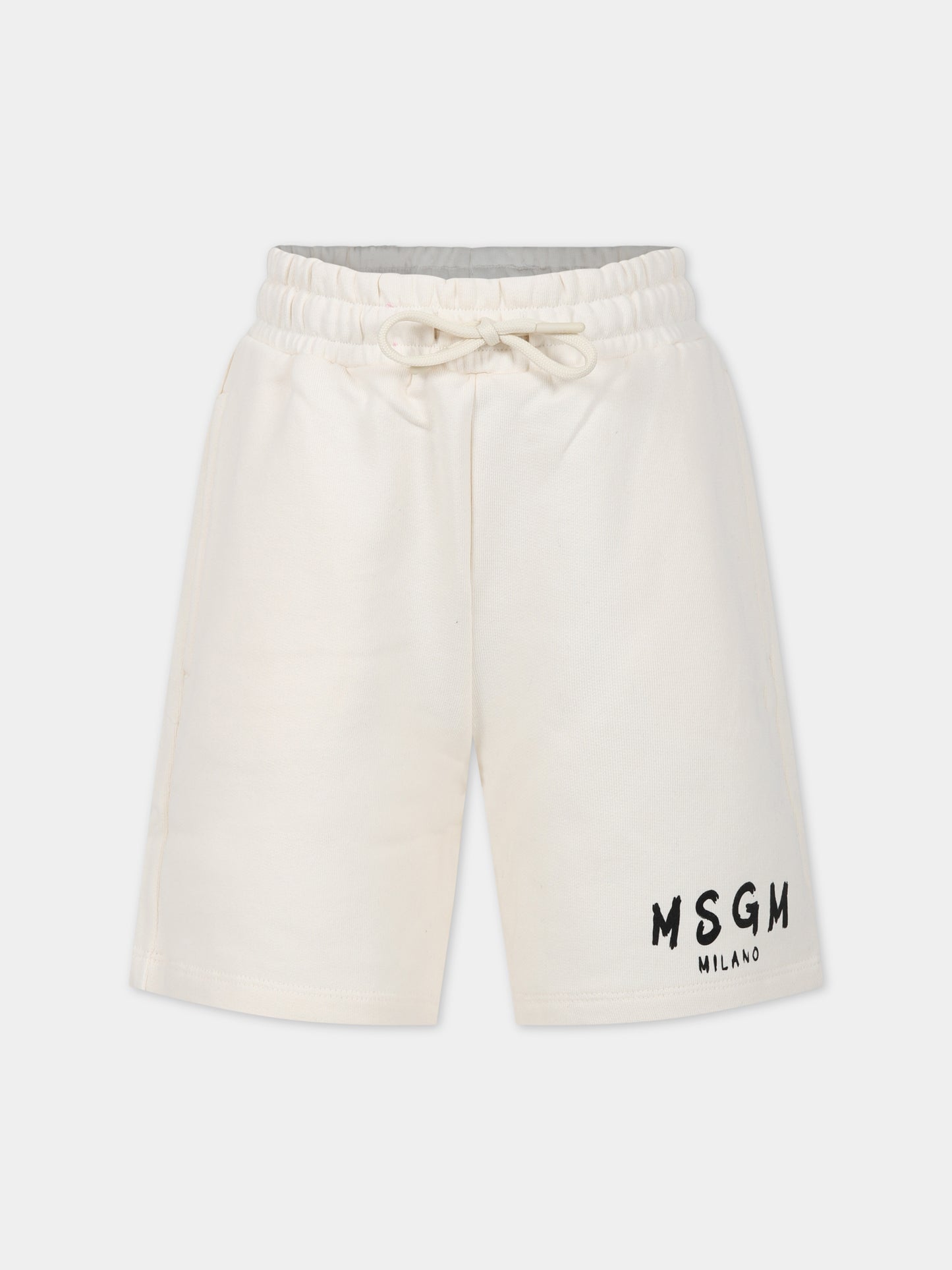 Shorts avorio per bambini con logo,Msgm Kids,MS029331 013