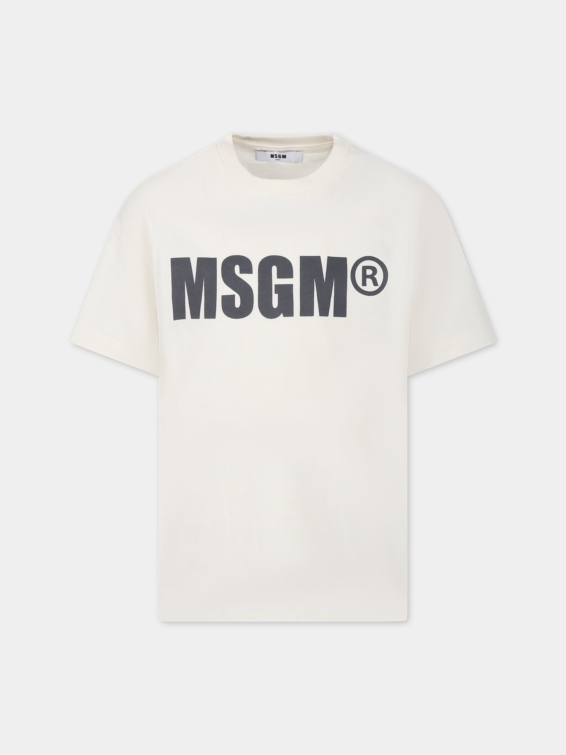 T-shirt avorio per bambino con logo,Msgm Kids,MS029521 013