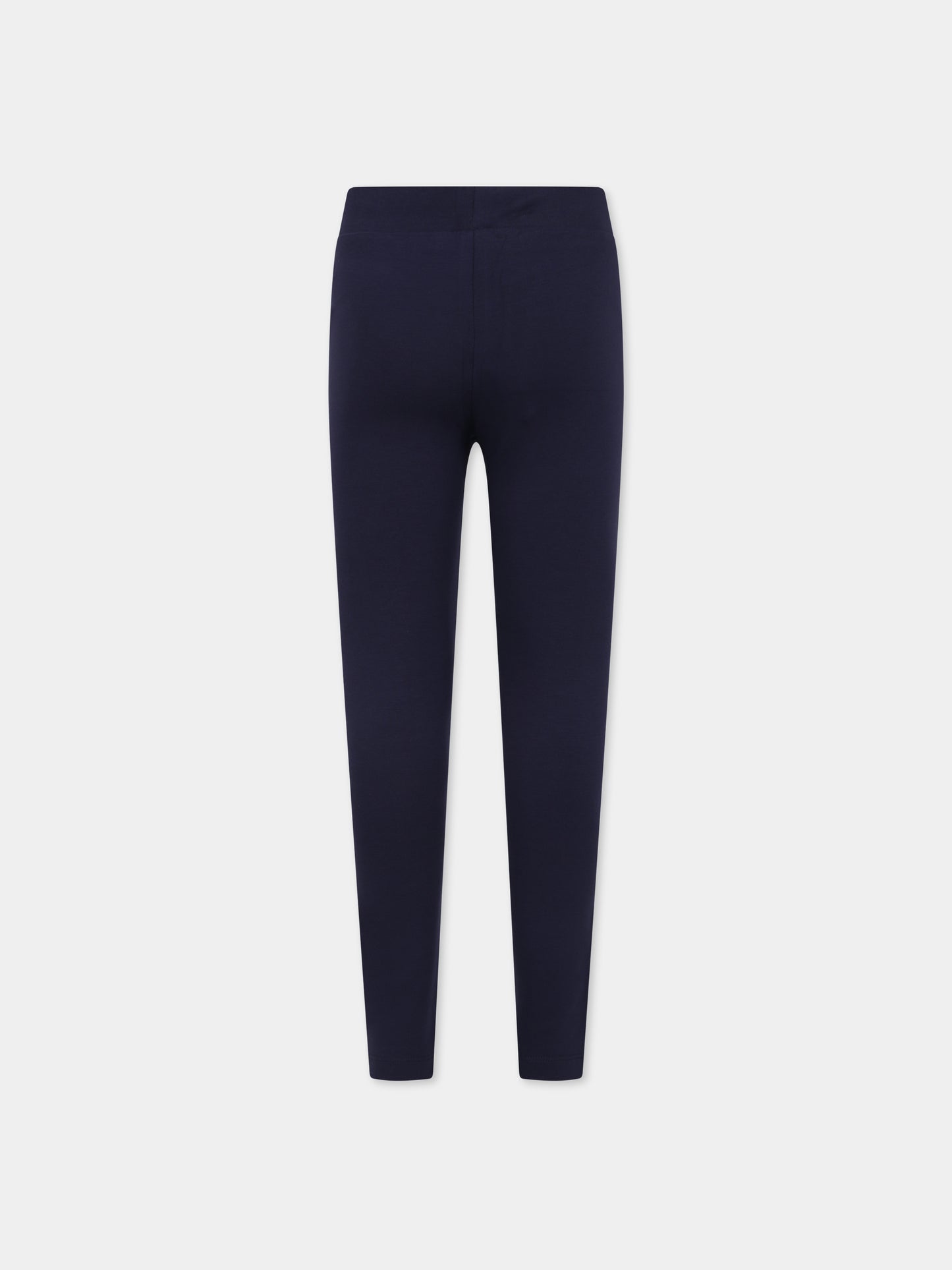 Leggings blu per bambina con logo,Moschino Kids,H4P047 LBA00 40016