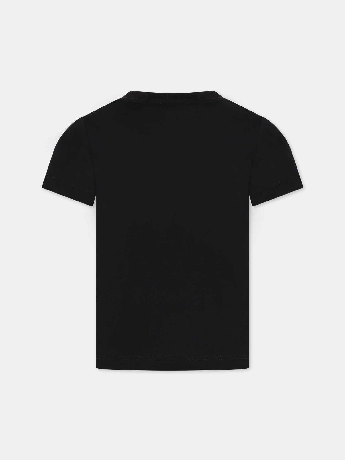 T-shirt nera per bambini con Teddy Bear e logo,Moschino Kids,HUM049 LAA24 60100