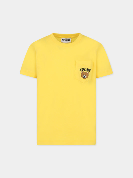 T-shirt gialla per bambini con Teddy Bear e logo,Moschino Kids,HUM049 LAA24 50162
