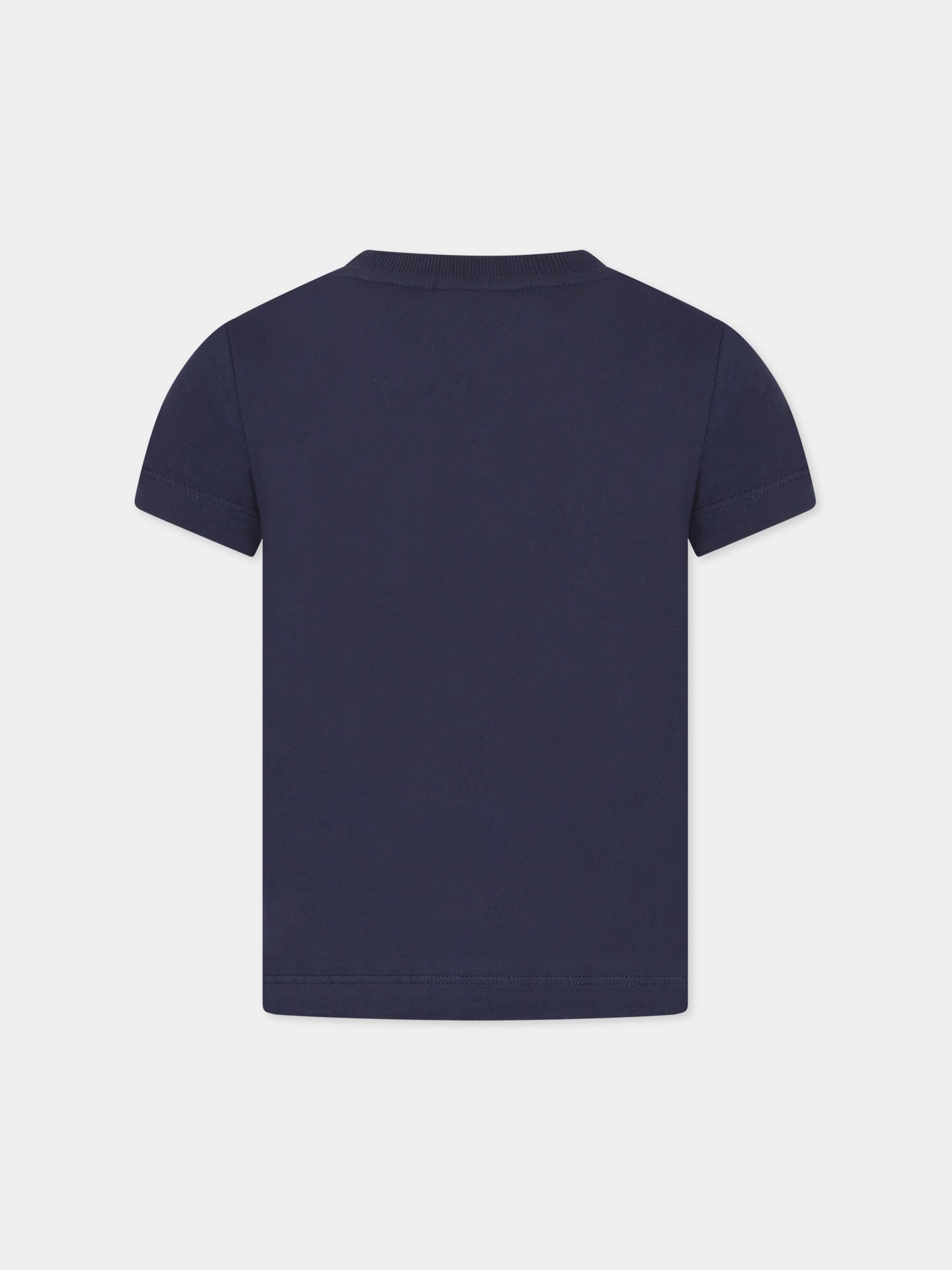 T-shirt blu per bambino con Teddy Bear e logo,Moschino Kids,HUM04E LAA02 40016