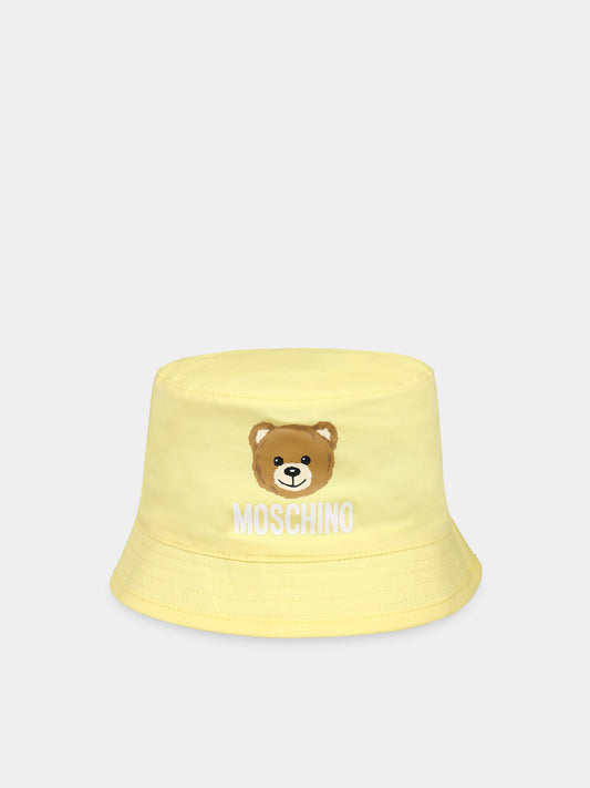 Cloche gialla per neonati con Teddy Bear e logo,Moschino Kids,MMX04A LMA01 50230
