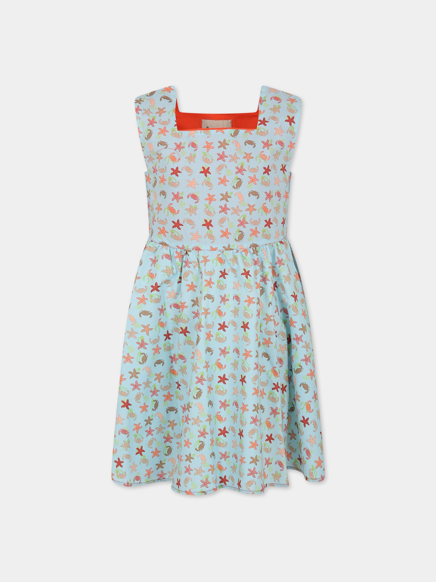 Vestito celeste per bambina con stampa,Farway Milano,ABS04PKT