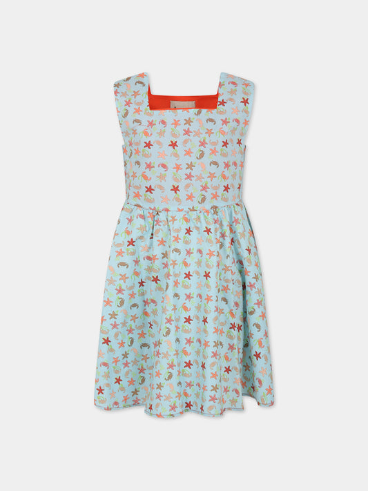Vestito celeste per bambina con stampa,Farway Milano,ABS04PKT