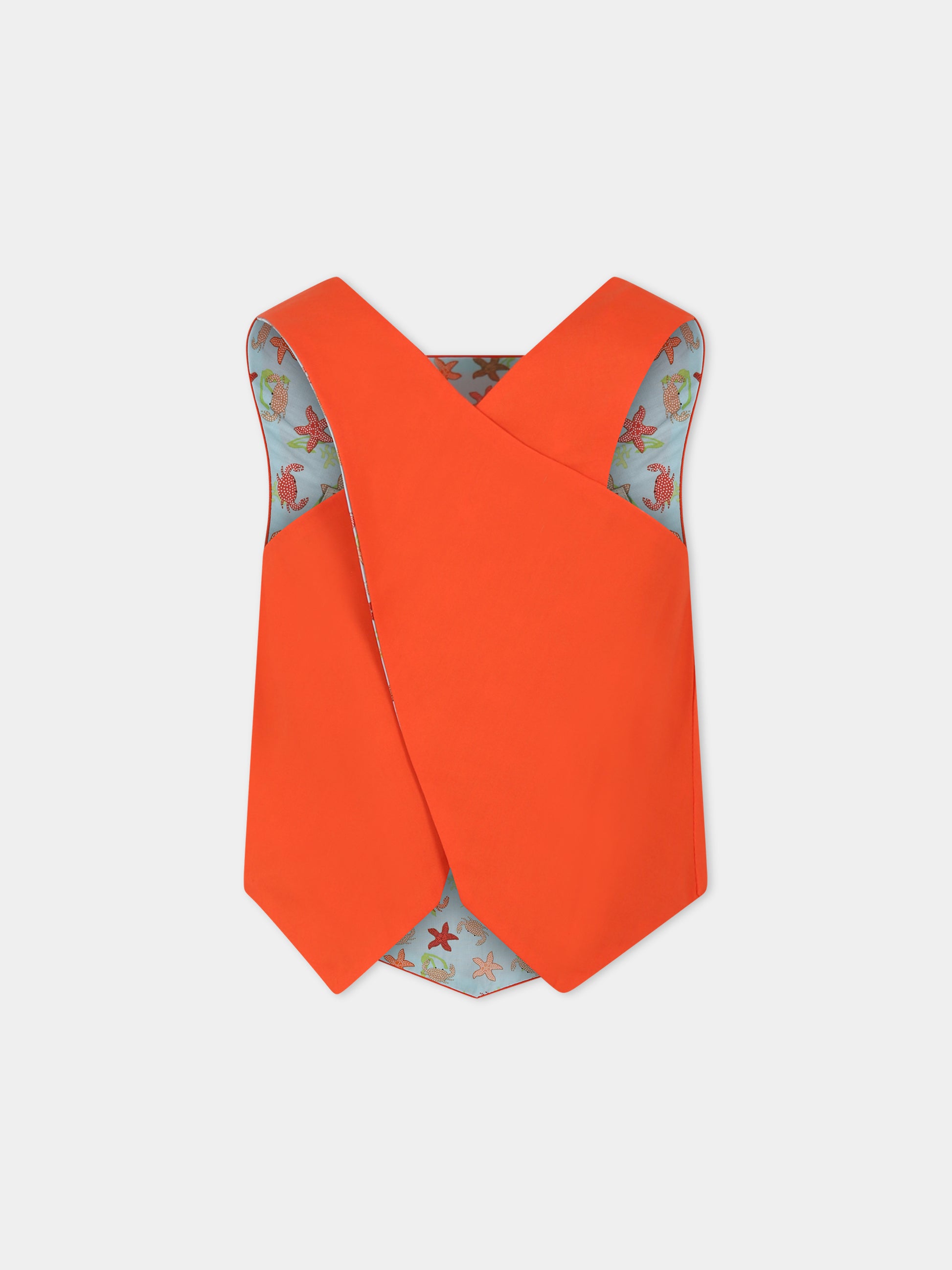 Top celeste double-face per bambina con stampa e logo,Farway Milano,TOP01PKT