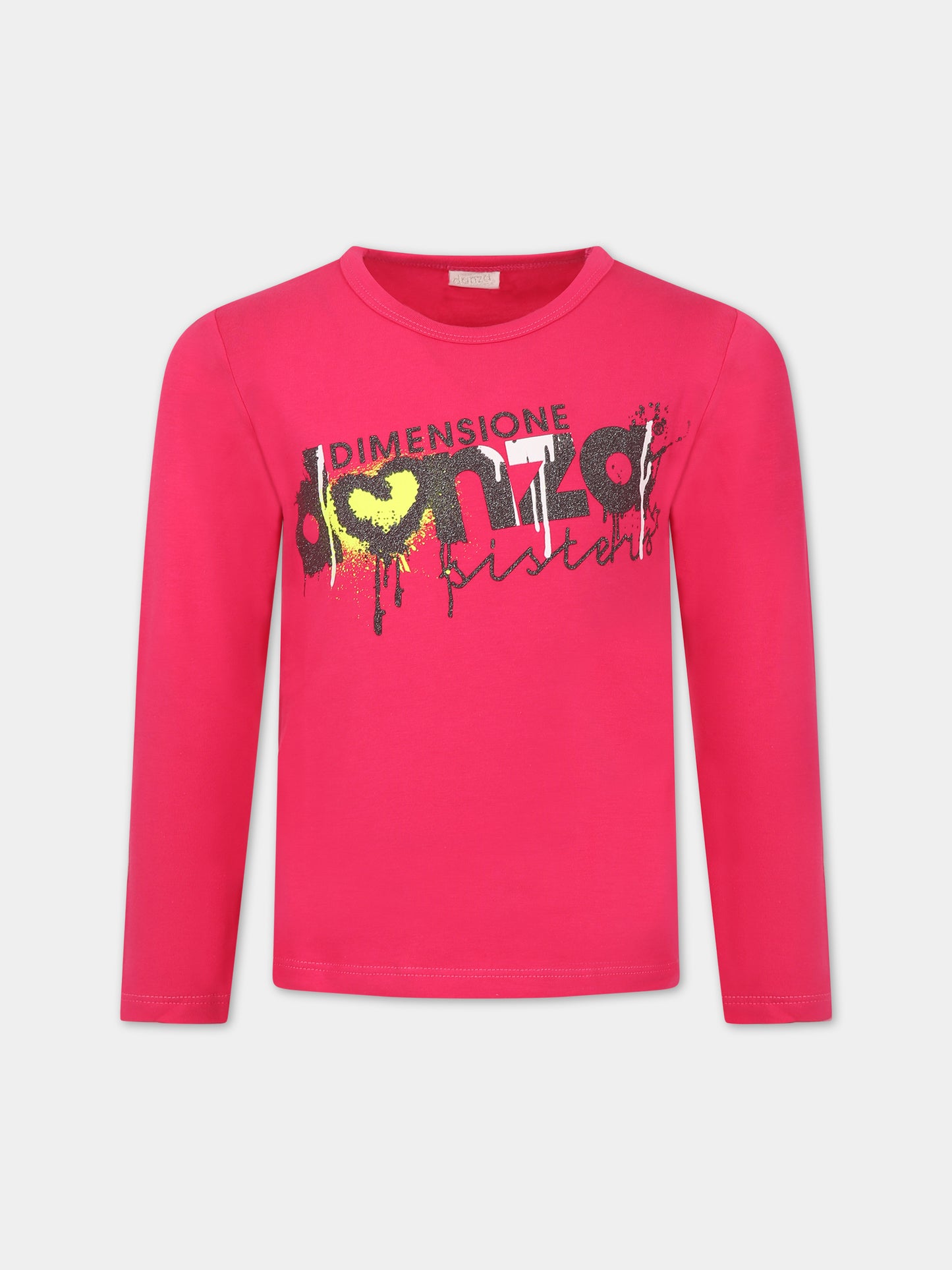 T-shirt fucsia per bambina con logo,Dimensione Danza,031920 044