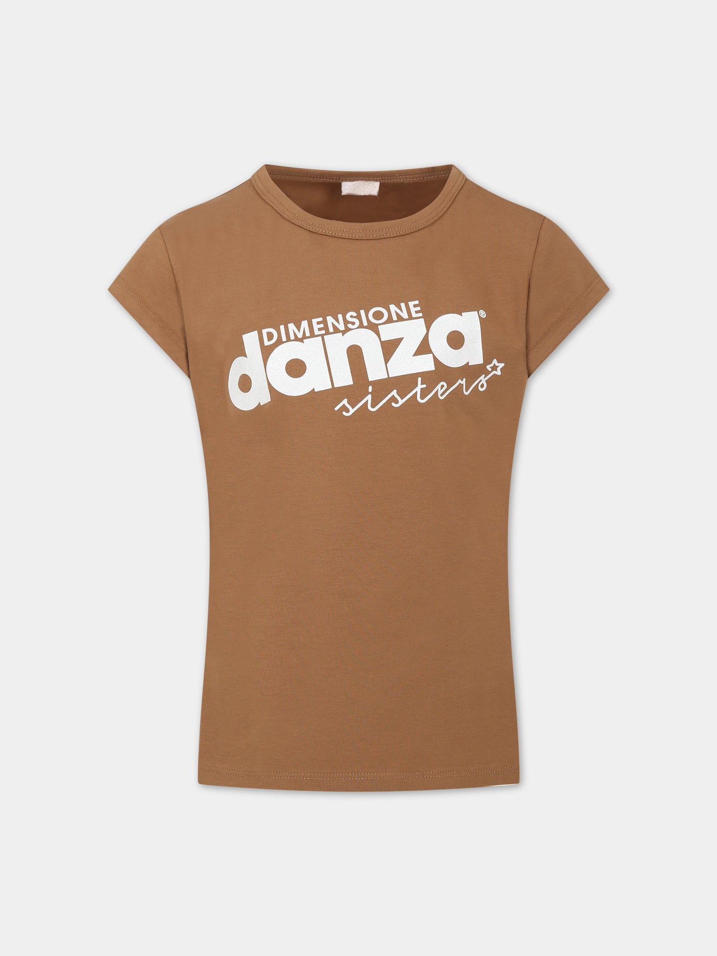 T-shirt marrone per bambina con logo,Dimensione Danza,031948 924