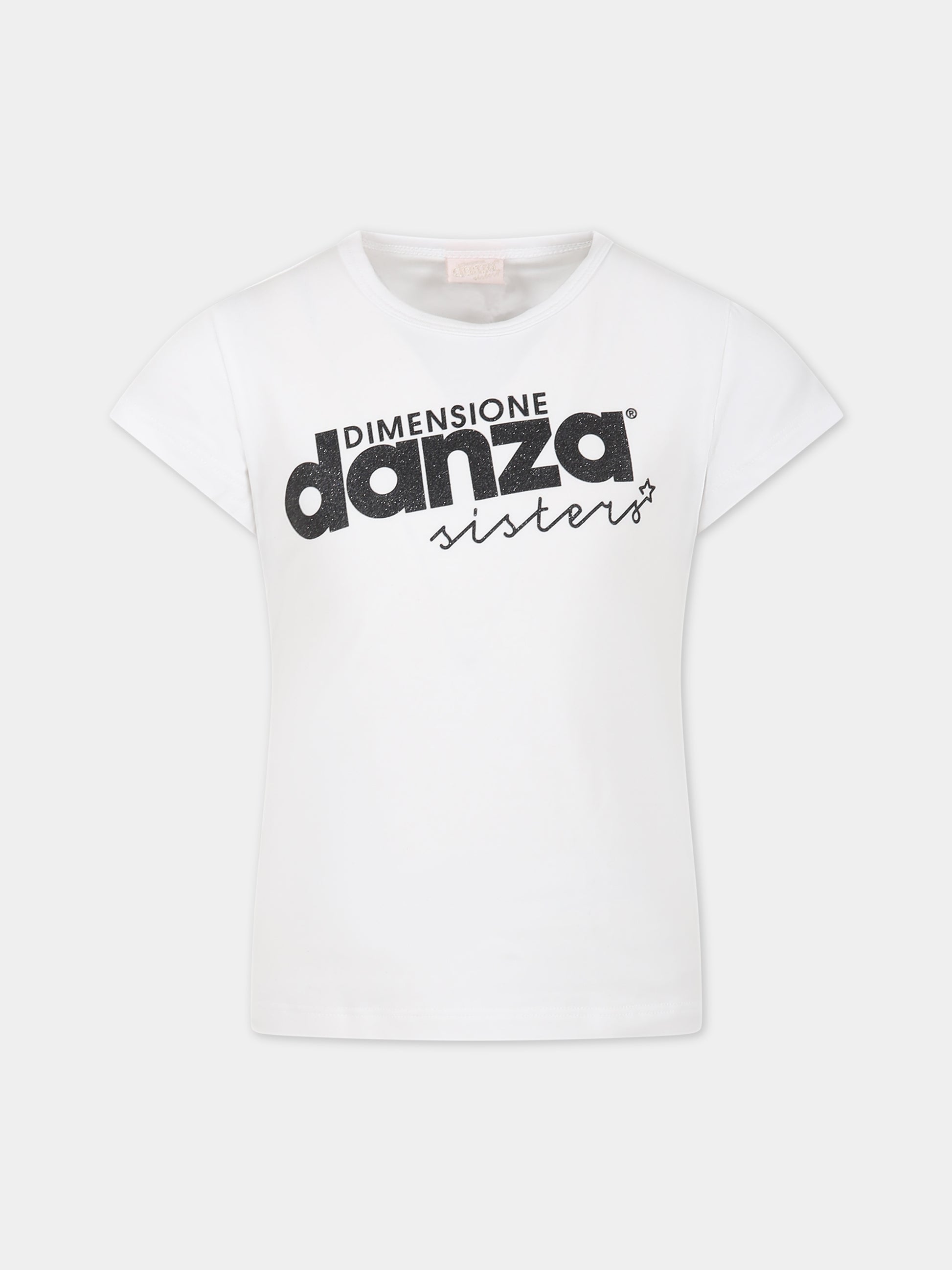 T-shirt bianca per bambina con logo,Dimensione Danza,031952/48 002