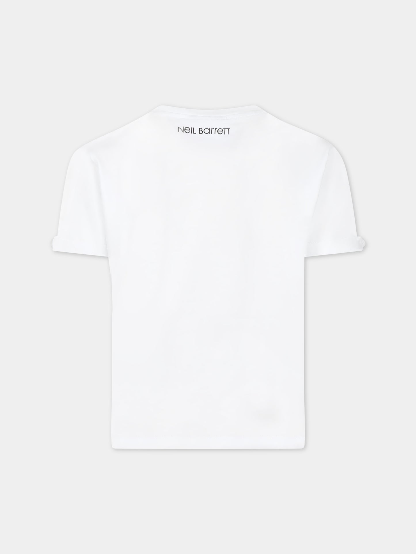 T-shirt bianca con taschino per bambino,Neil Barrett Kids,033588 001