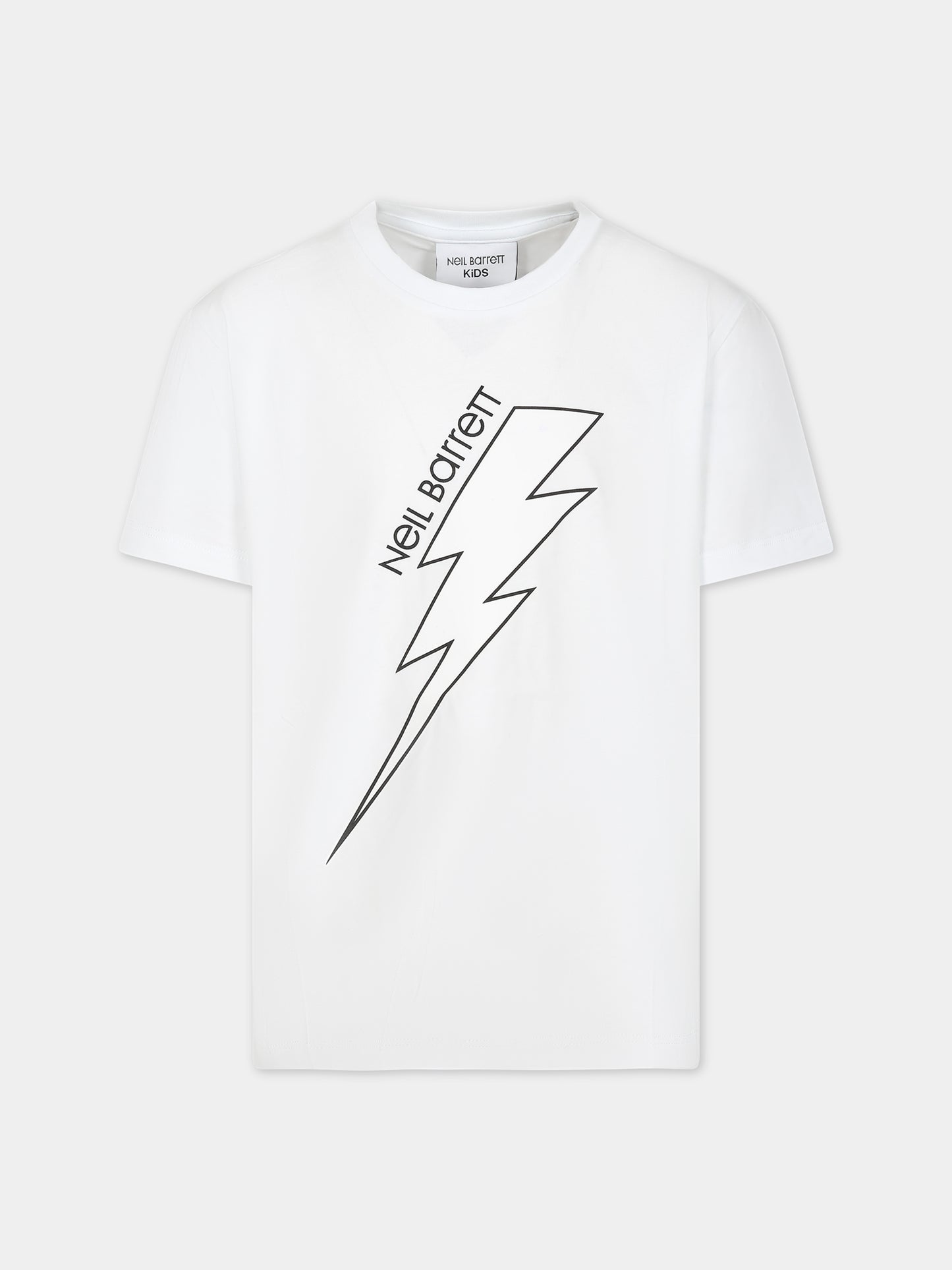 T-shirt bianca con iconico fulmine per bambino,Neil Barrett Kids,033589 001