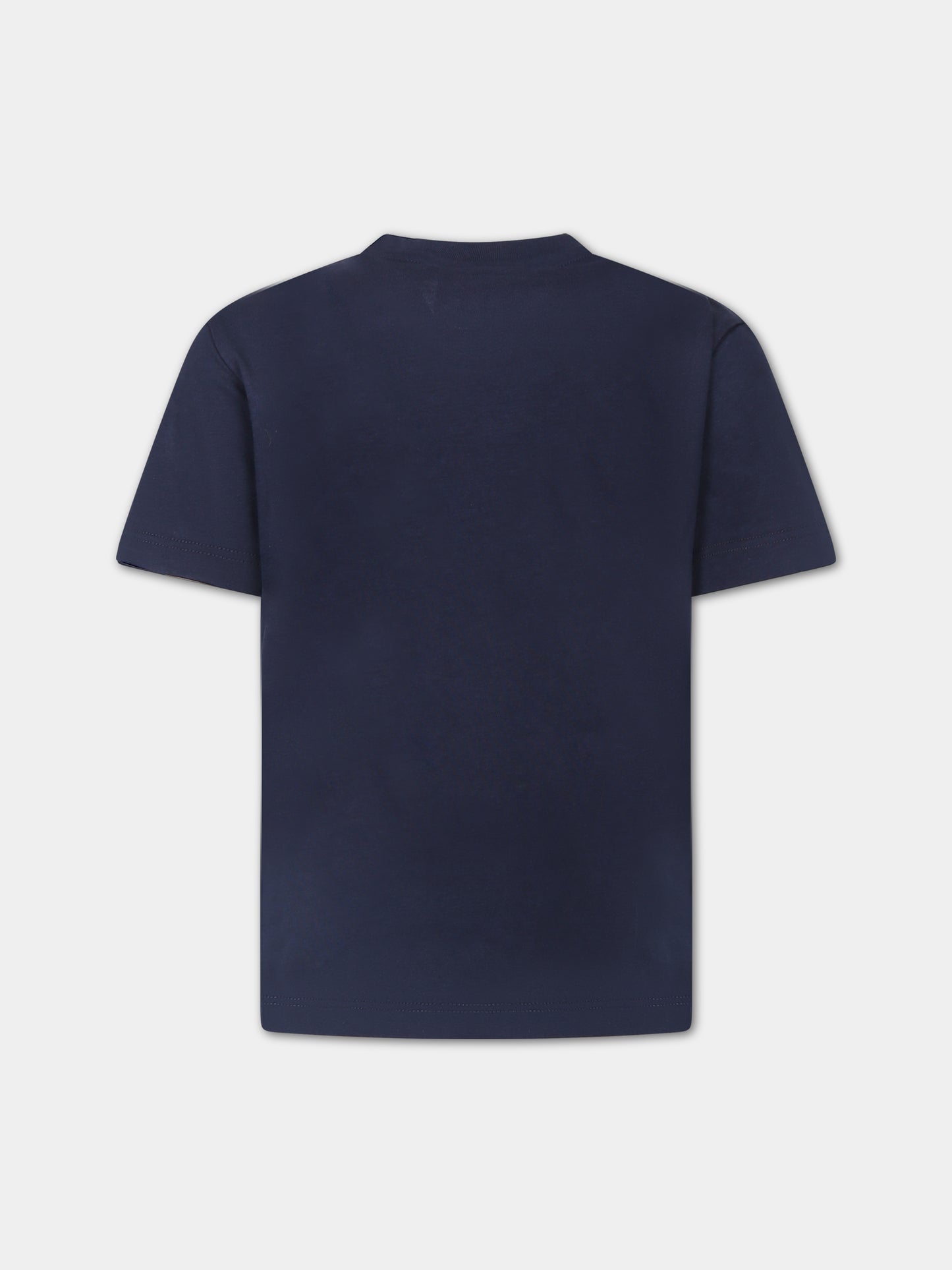T-shirt blu per bambino con iconica saetta e logo,Neil Barrett Kids,033589 060