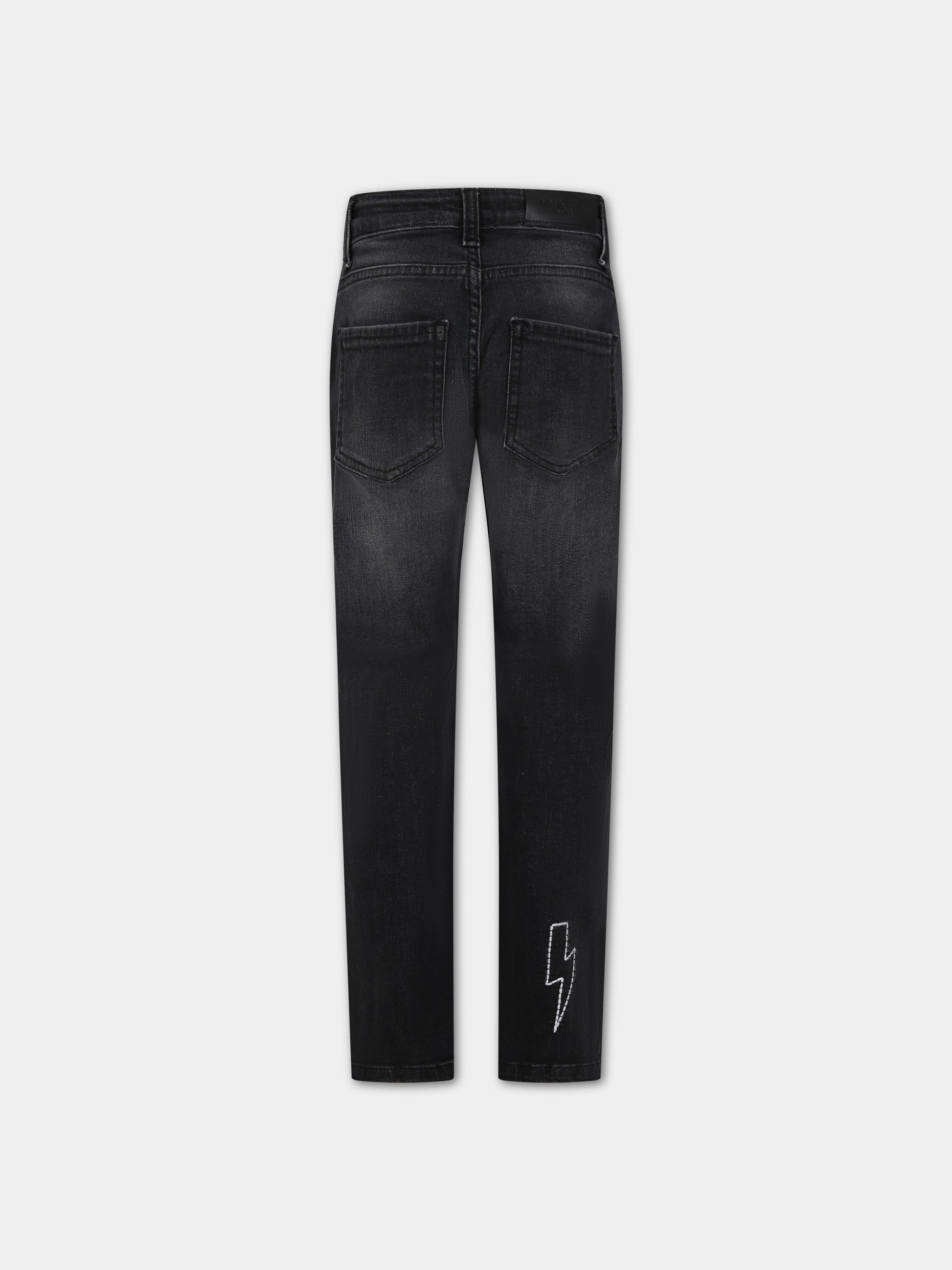 Jeans neri per bambino con logo,Neil Barrett Kids,033598 127