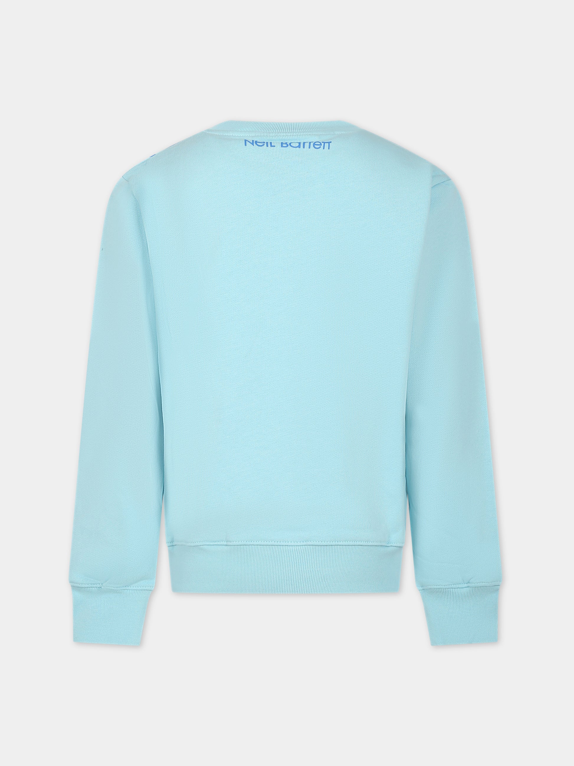 Felpa celeste per bambino con iconiche saette e logo,Neil Barrett Kids,033622 116