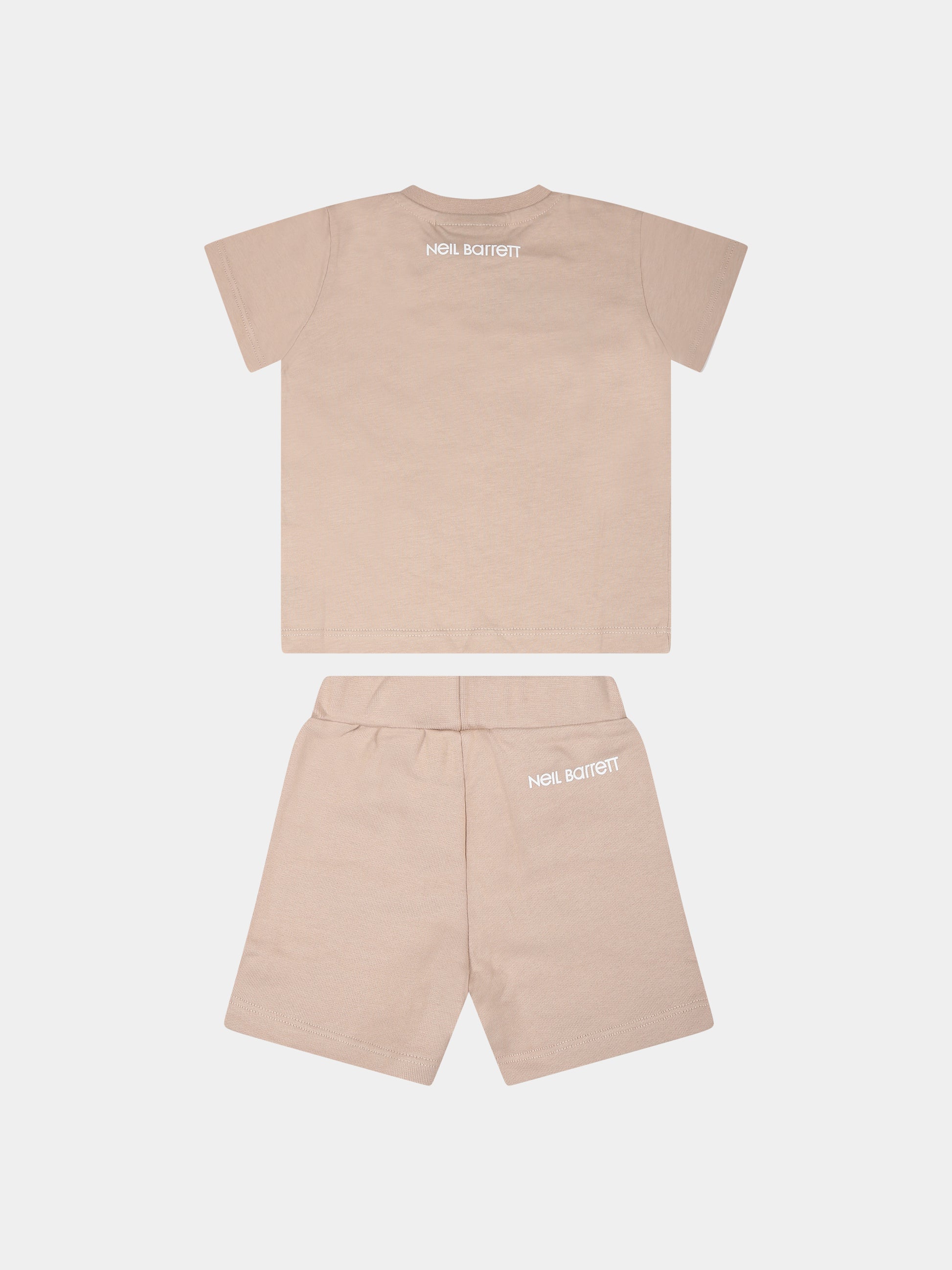 Completo beige per neonato con iconiche saette e logo,Neil Barrett Kids,033636 015