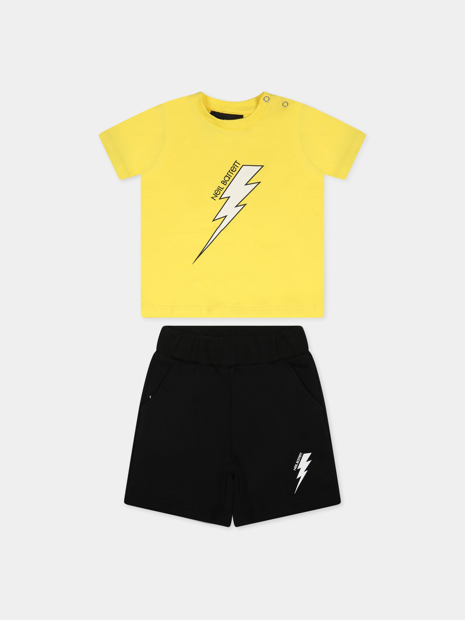 Completo giallo per neonato con iconica saetta e logo,Neil Barrett Kids,033637 020/02