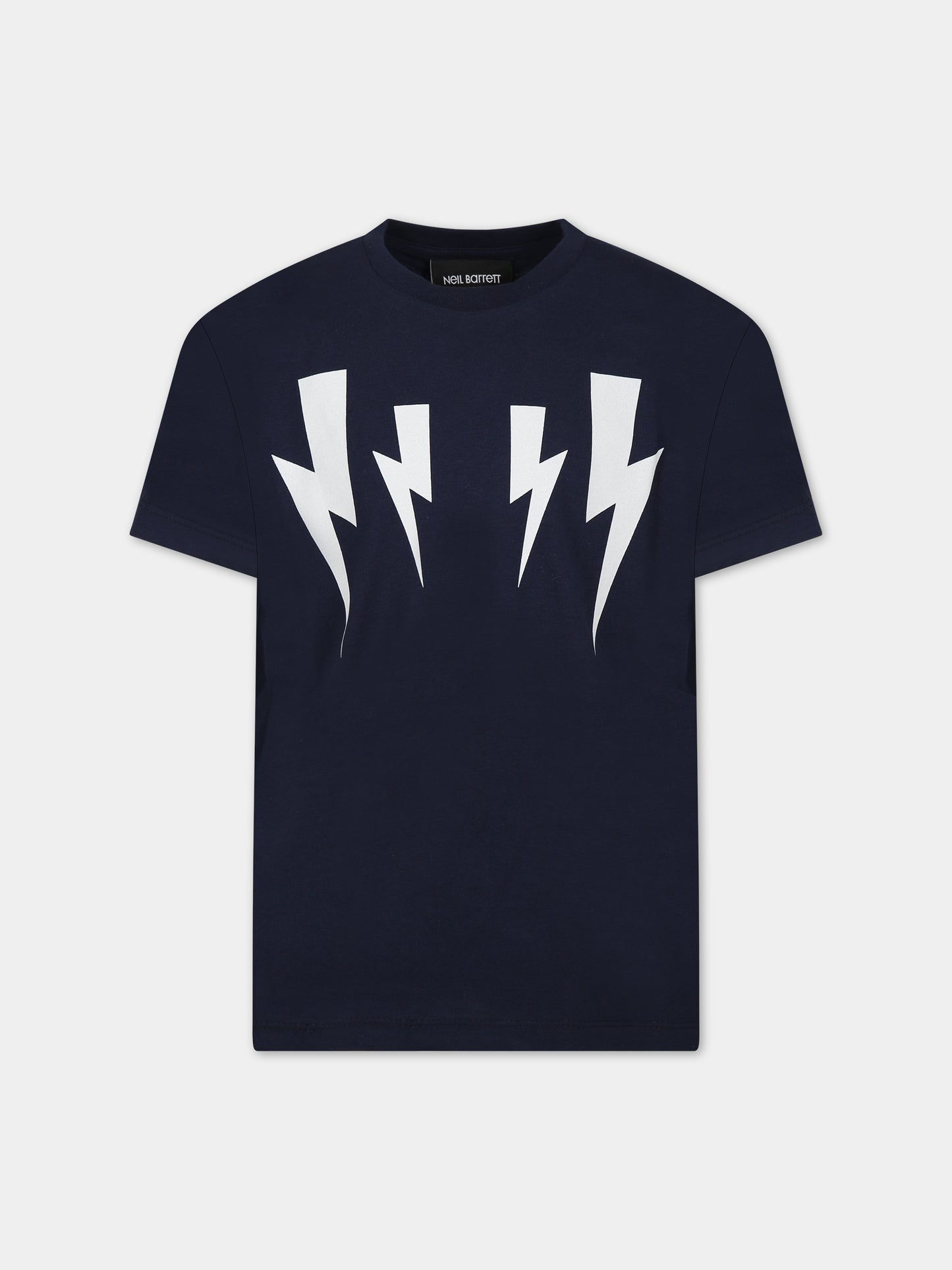 T-shirt blu per bambino con iconiche saette,Neil Barrett Kids,033652 060