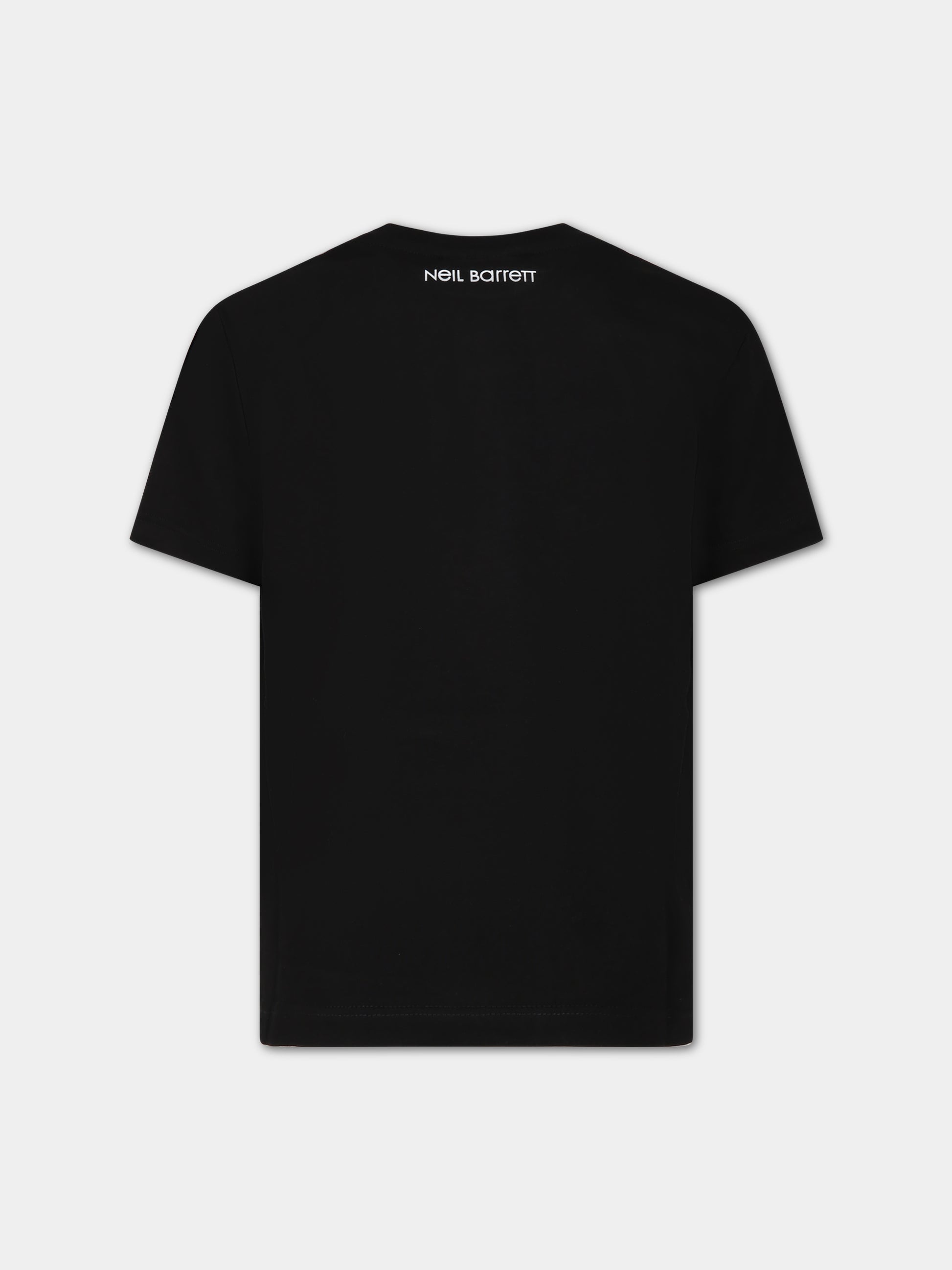 T-shirt nera per bambino con logo e iconiche saette,Neil Barrett Kids,033579 110