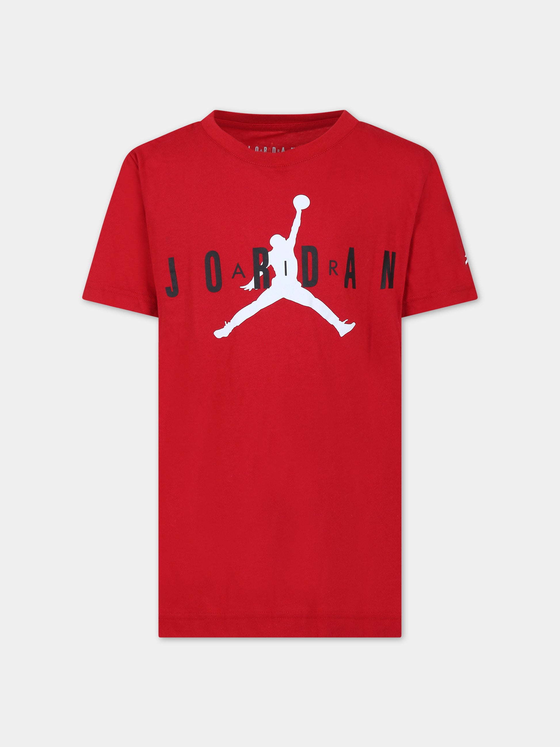 T-shirt bordeaux per bambino con stampa e logo,Jordan,955175 R78