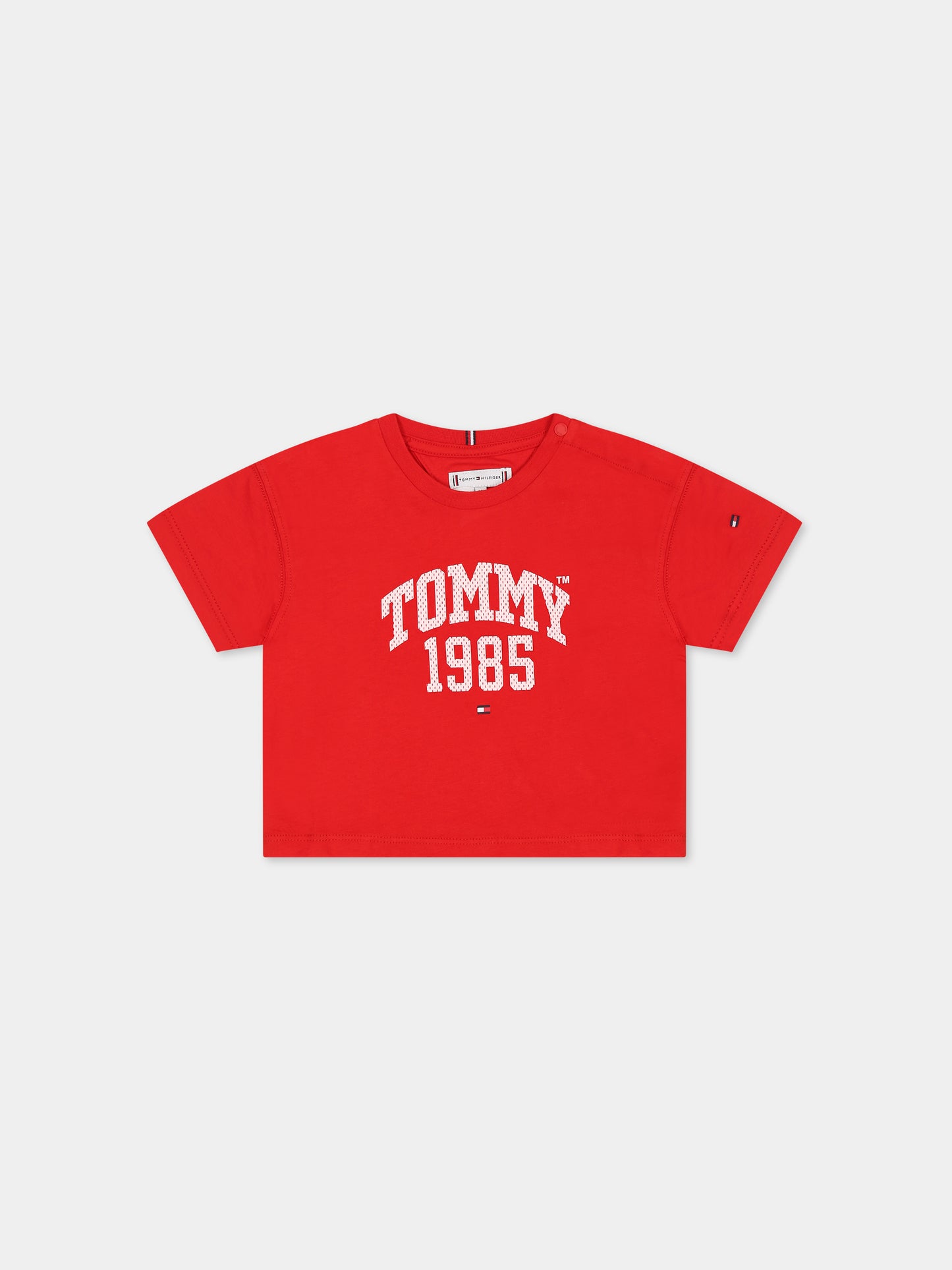 T-shirt rossa per neonato con logo,Tommy Hilfiger Junior,KG0KG07257 XNL