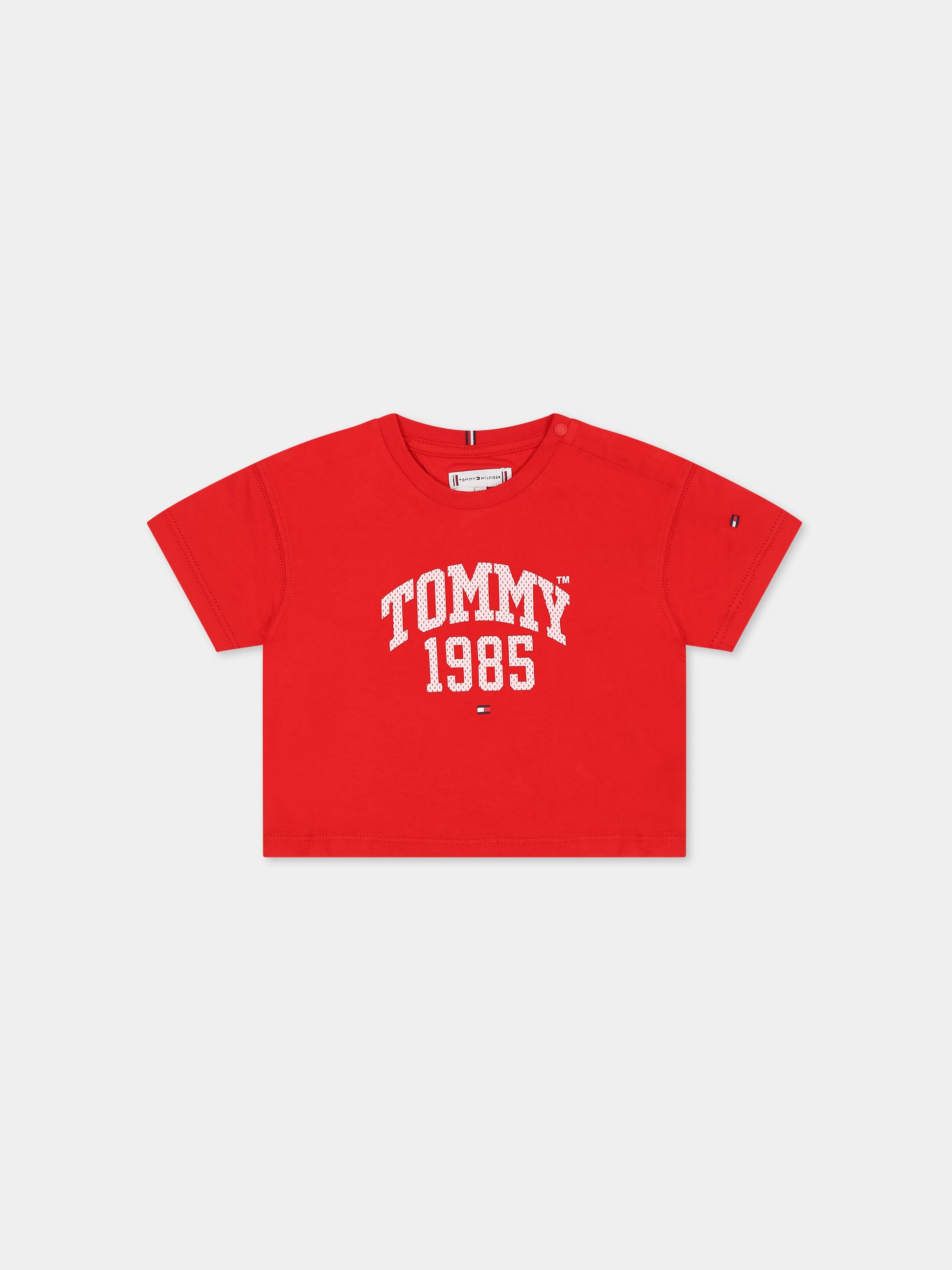 T-shirt rossa per neonato con logo,Tommy Hilfiger Junior,KG0KG07257 XNL
