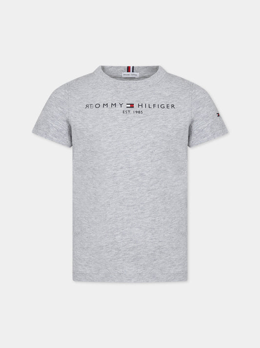 T-shirt grigia per bambino con logo,Tommy Hilfiger Junior,KS0KS00210