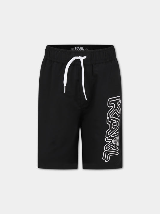 Boxer mare nero per bambino con logo,Karl Lagerfeld Kids,Z20098 09B