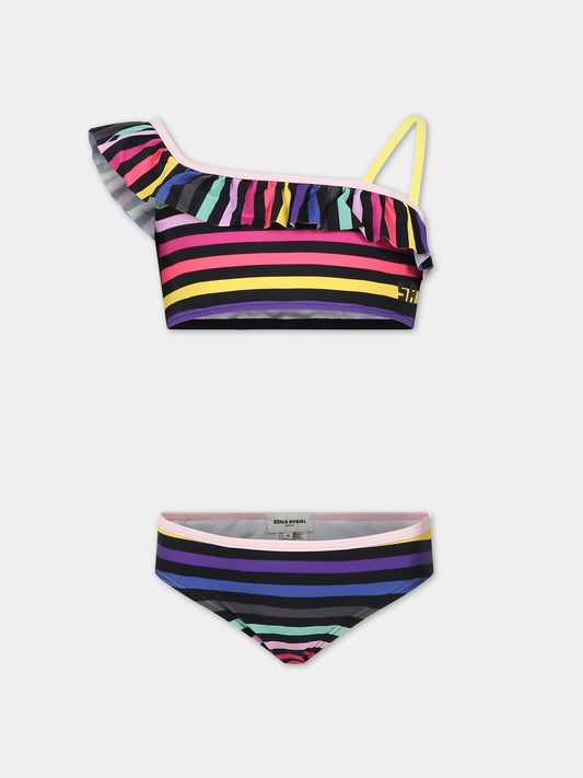 Bikini nero per bambina con rouche,Sonia Rykiel Paris,A17002 Z41