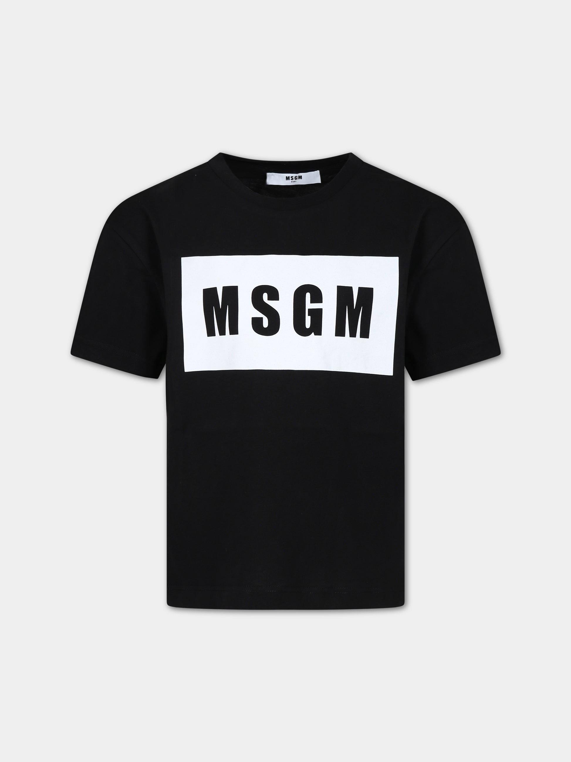 T-shirt nera per bambini con logo,Msgm Kids,MS029317 110