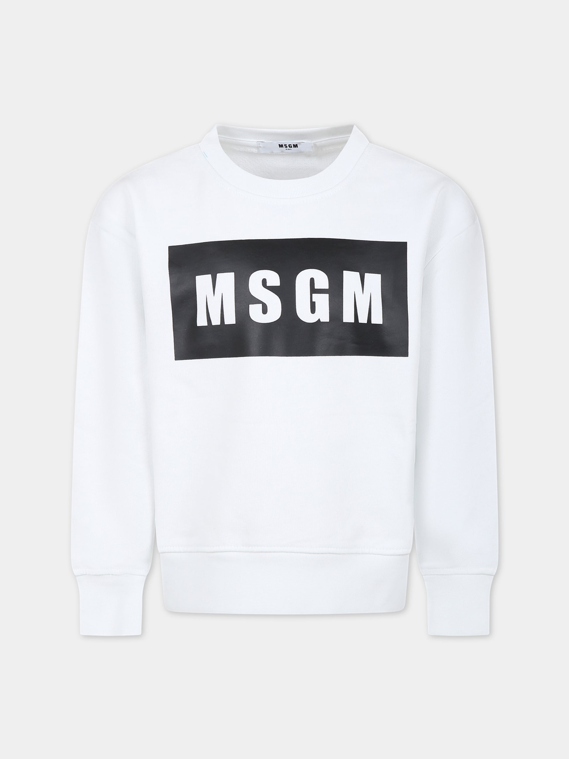 Felpa bianca per bambini con logo,Msgm Kids,MS029322 001