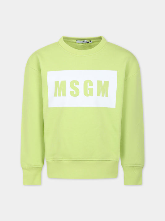 Felpa verde per bambini con logo,Msgm Kids,MS029322 086