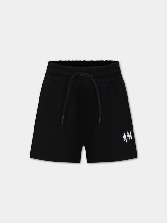 Shorts neri per bambina con logo,Msgm Kids,MS029329 110