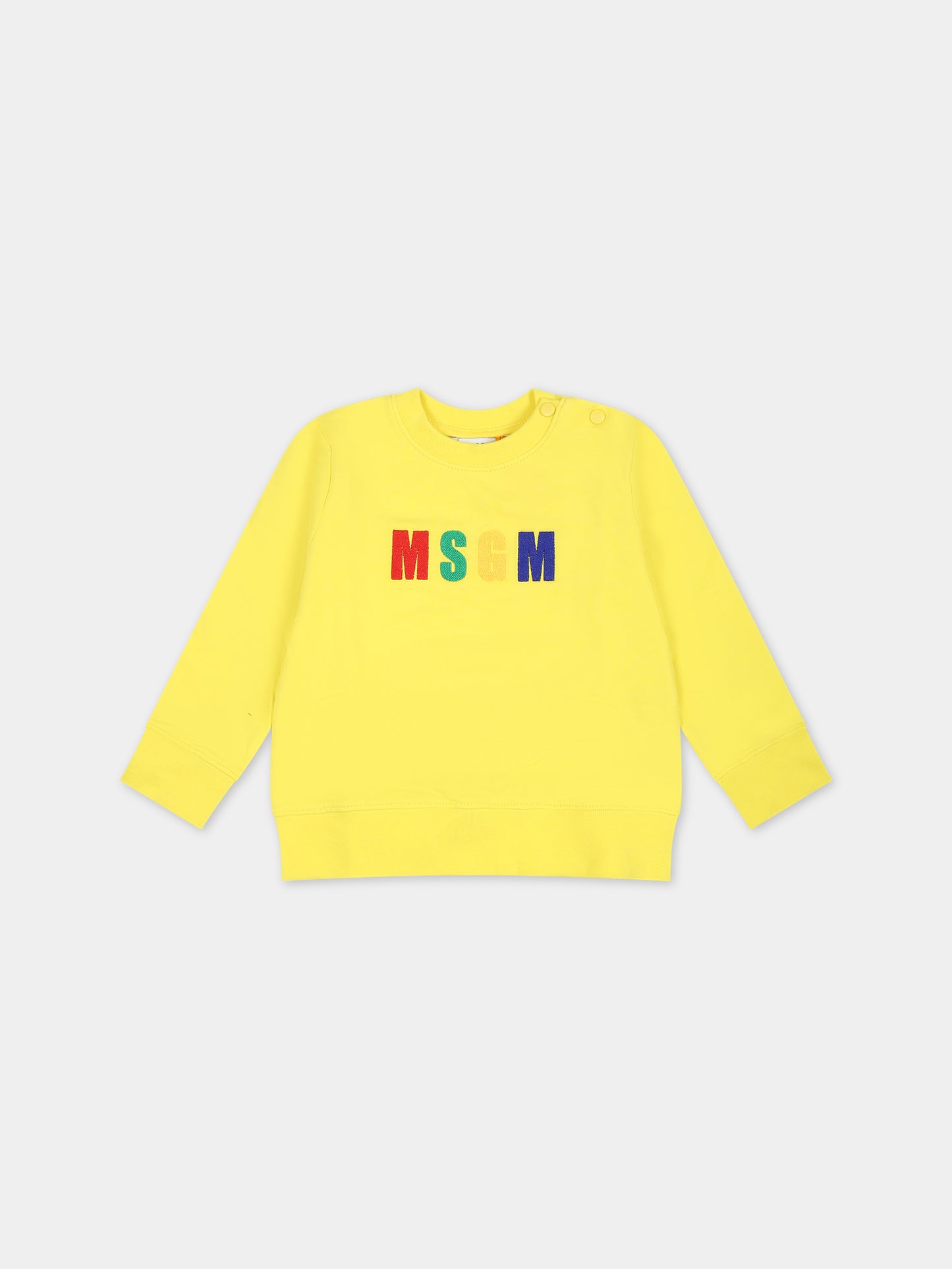 Felpa gialla per neonati con logo multicolor,Msgm Kids,MS029358 020