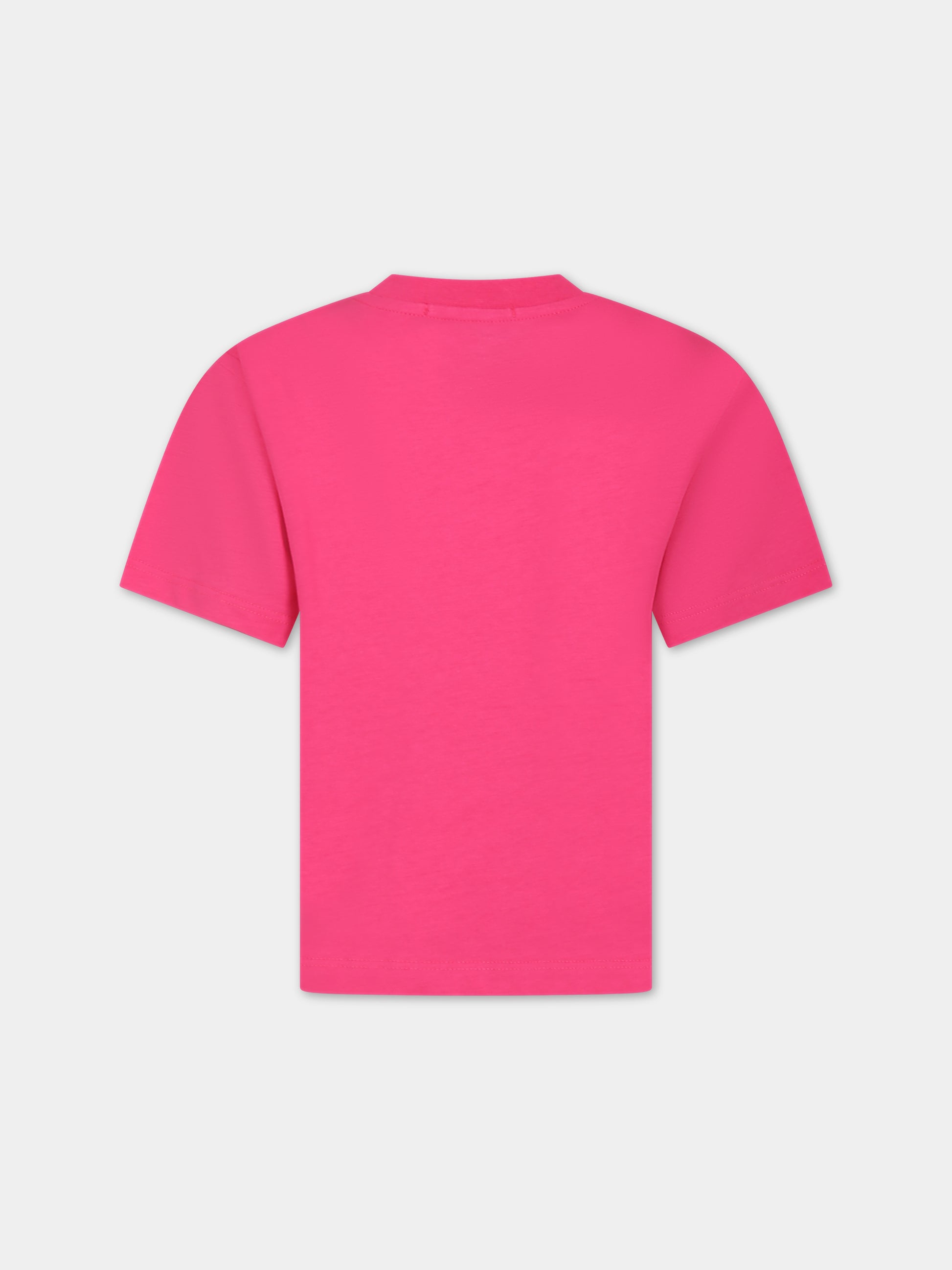 T-shirt fucsia per bambina con logo,Msgm Kids,MS029447 044