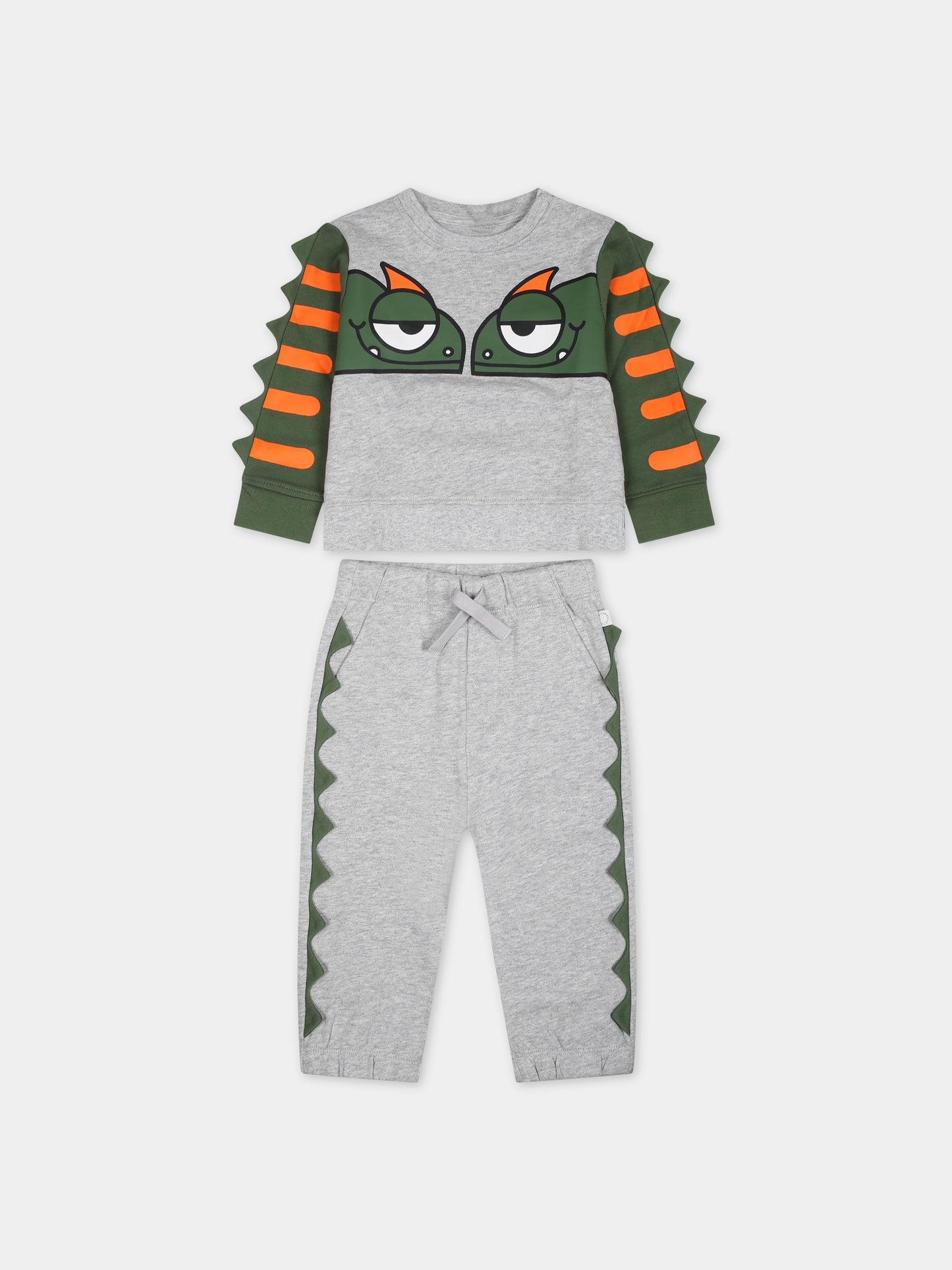 Completo grigio per neonato con geco,Stella Mccartney Kids,TS3530 Z0499 904
