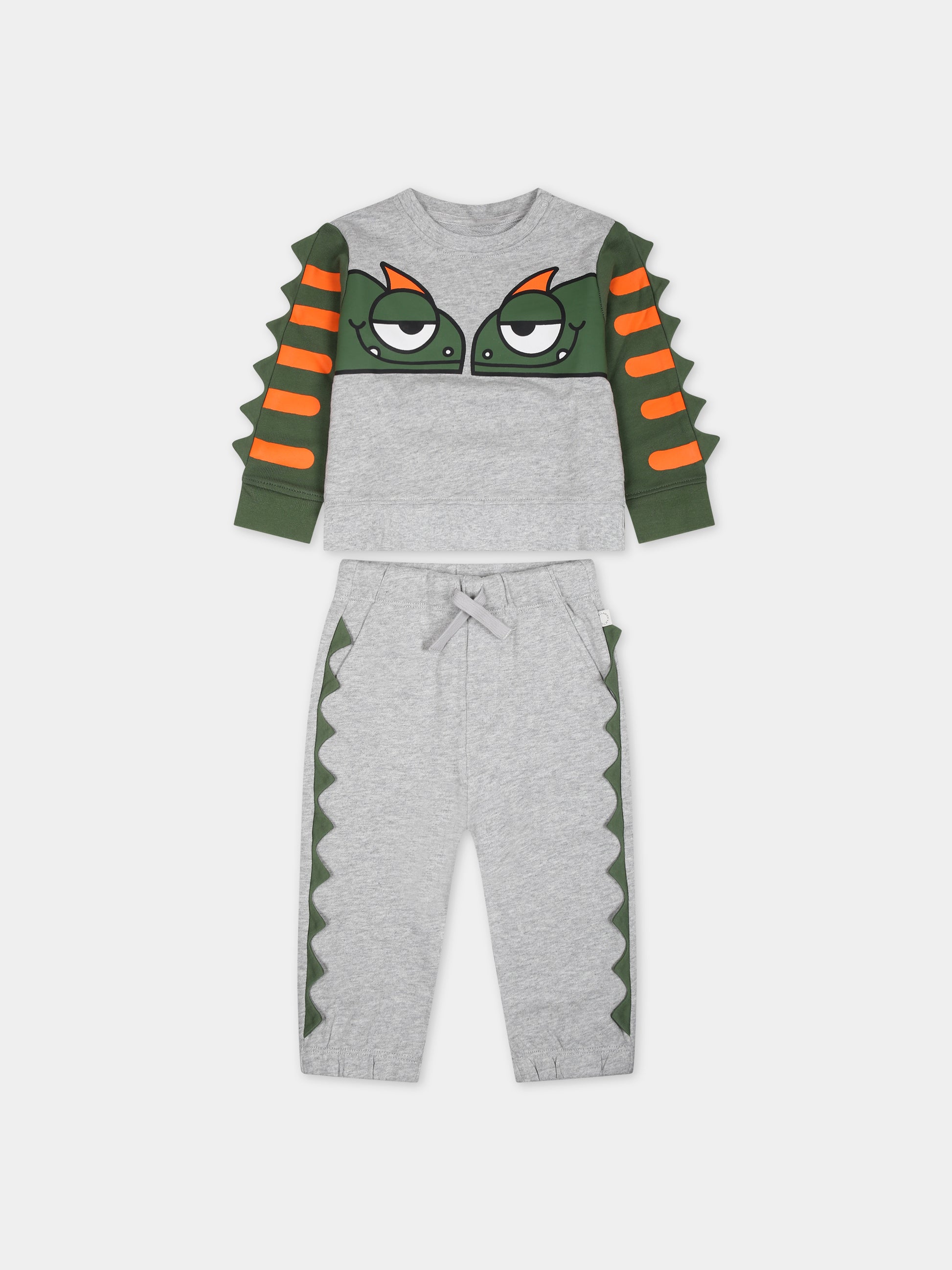 Completo grigio per neonato con geco,Stella Mccartney Kids,TS3530 Z0499 904