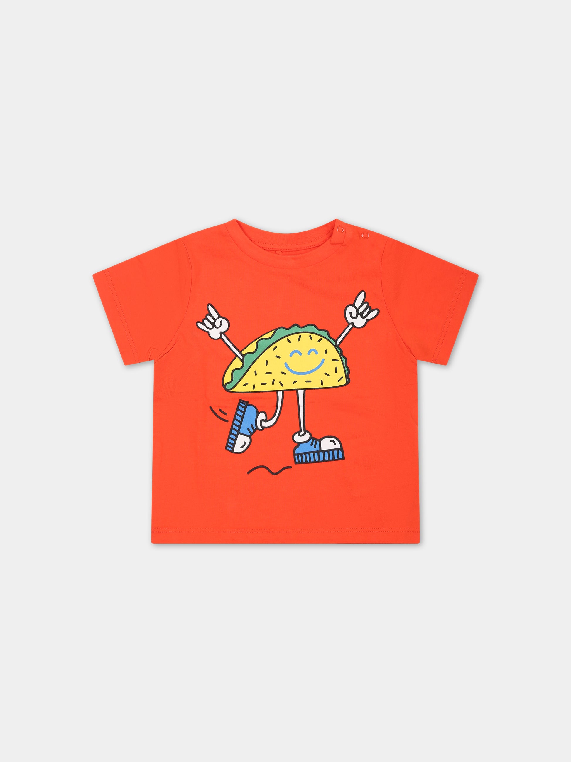 T-shirt rossa per neonato con tacos,Stella Mccartney Kids,TS8581 Z0434 412