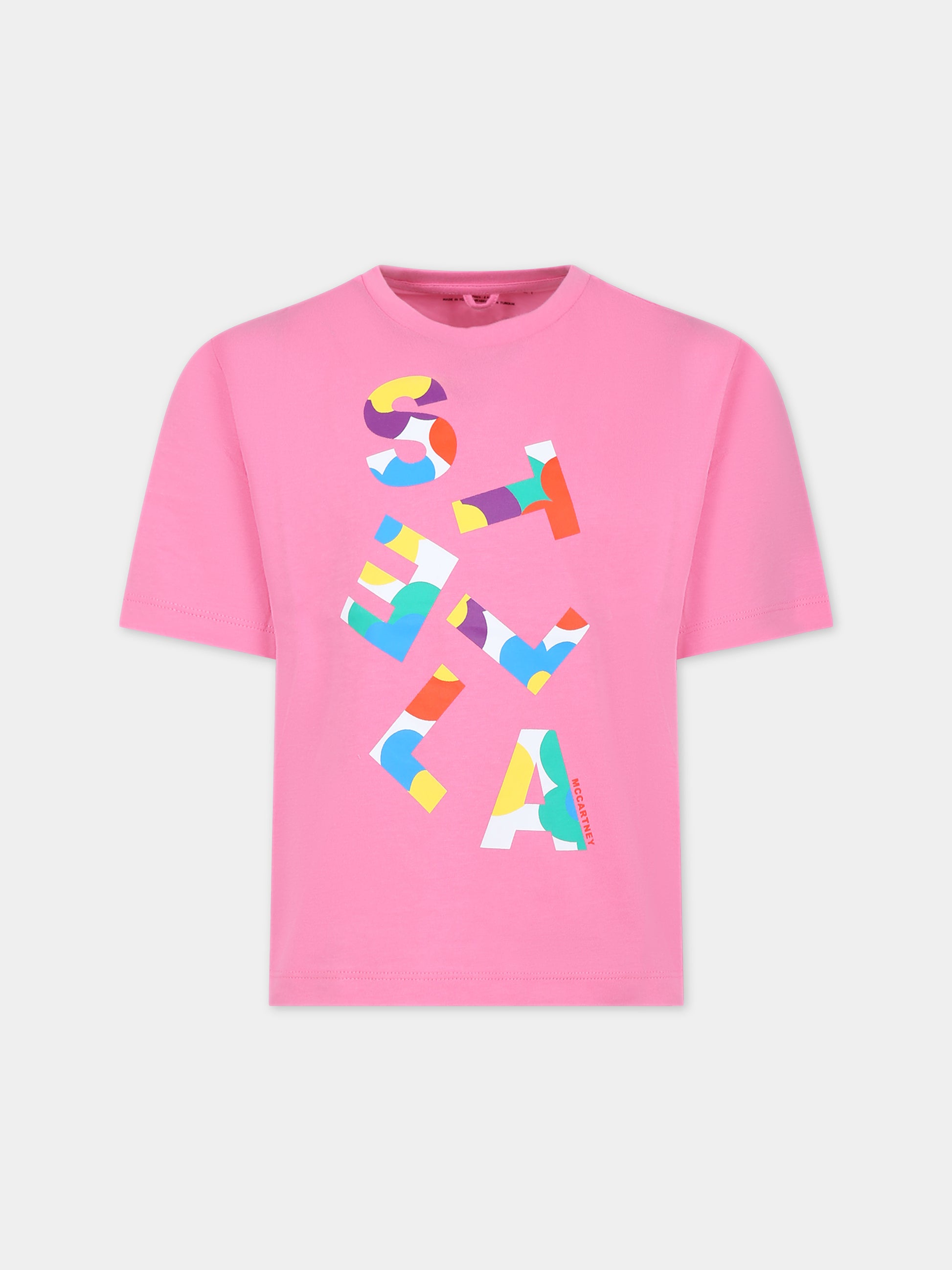 T-shirt rosa per bambina con logo,Stella Mccartney Kids,TS8A61 Z0434 511