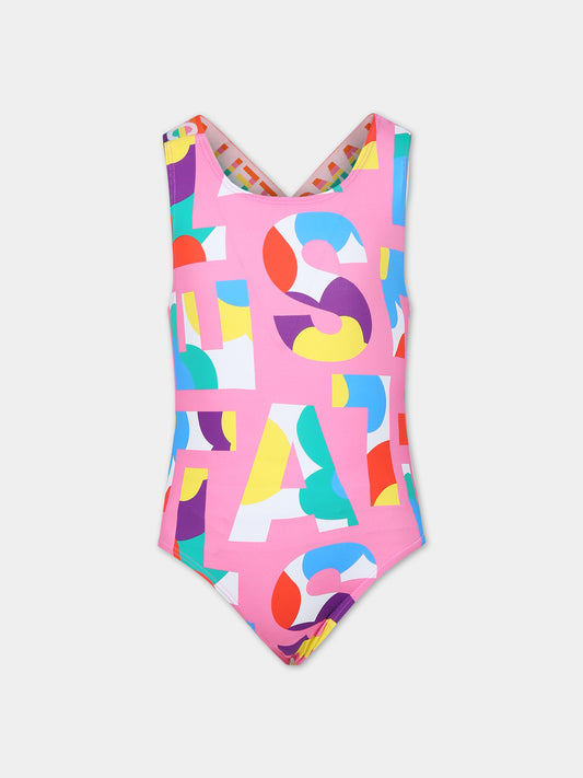 Costume rosa per bambina con logo,Stella Mccartney Kids,TSCB89 Z1132 511MC